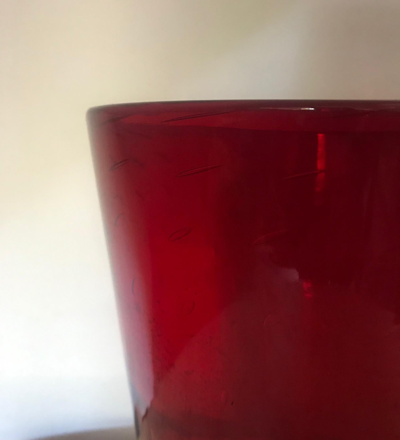 20th Century French 1970s Tall Red Bubble Vase