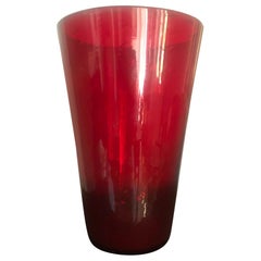 French 1970s Tall Red Bubble Vase