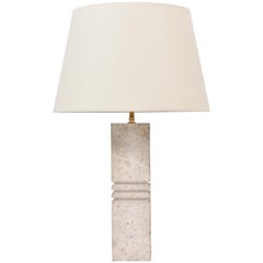 French 1970s Travertine Table Lamp