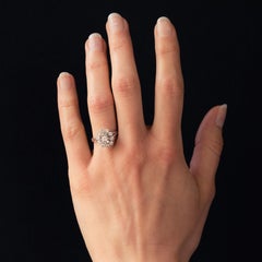 French 1970s White Sapphire 18 Karat White Gold Daisy Ring