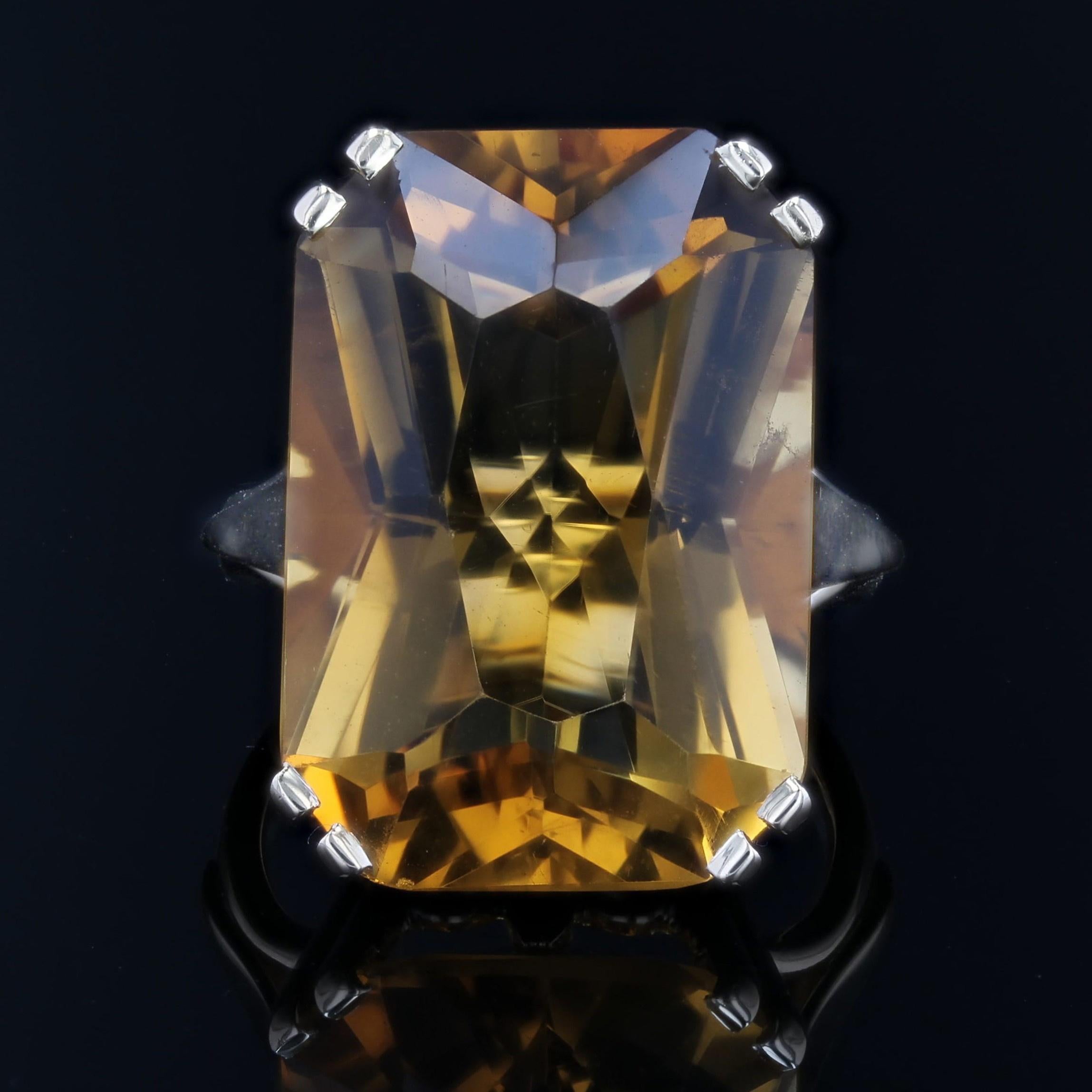 Anello cocktail francese anni '80 da 21 carati con citrino in oro giallo 18 carati In condizioni ottime in vendita a Poitiers, FR