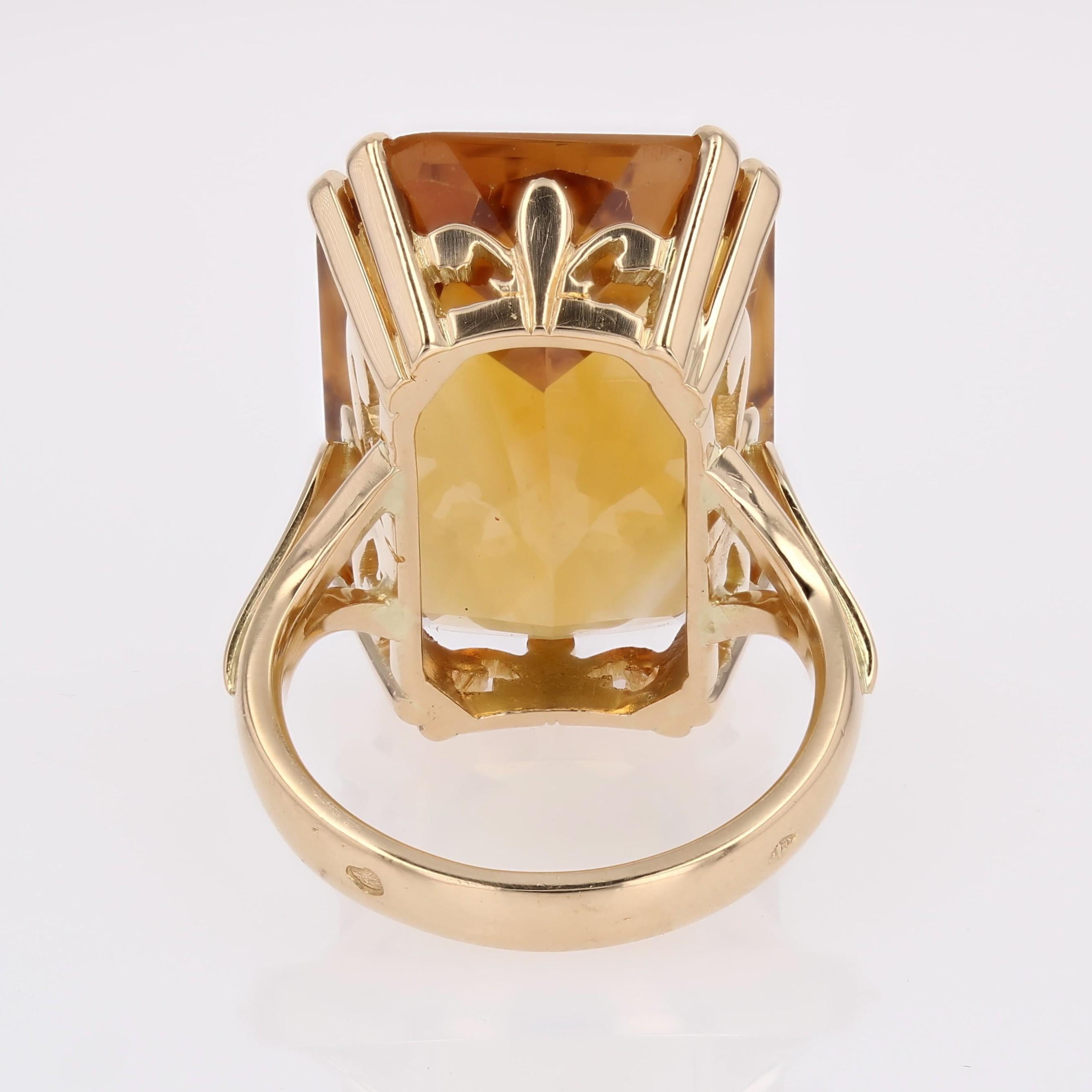 Anello cocktail francese anni '80 da 21 carati con citrino in oro giallo 18 carati in vendita 12