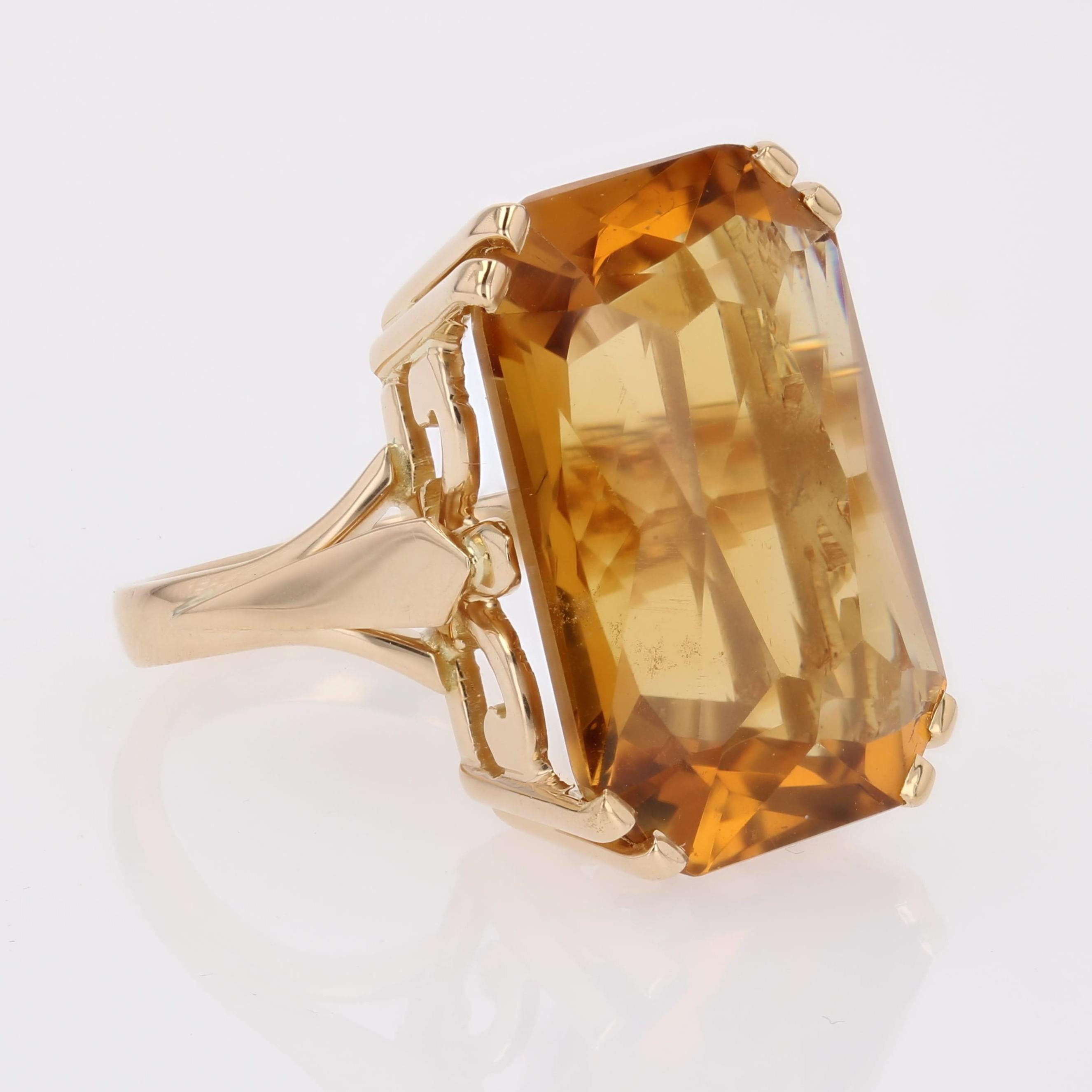 Anello cocktail francese anni '80 da 21 carati con citrino in oro giallo 18 carati in vendita 4