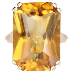 Anello cocktail francese anni '80 da 21 carati con citrino in oro giallo 18 carati