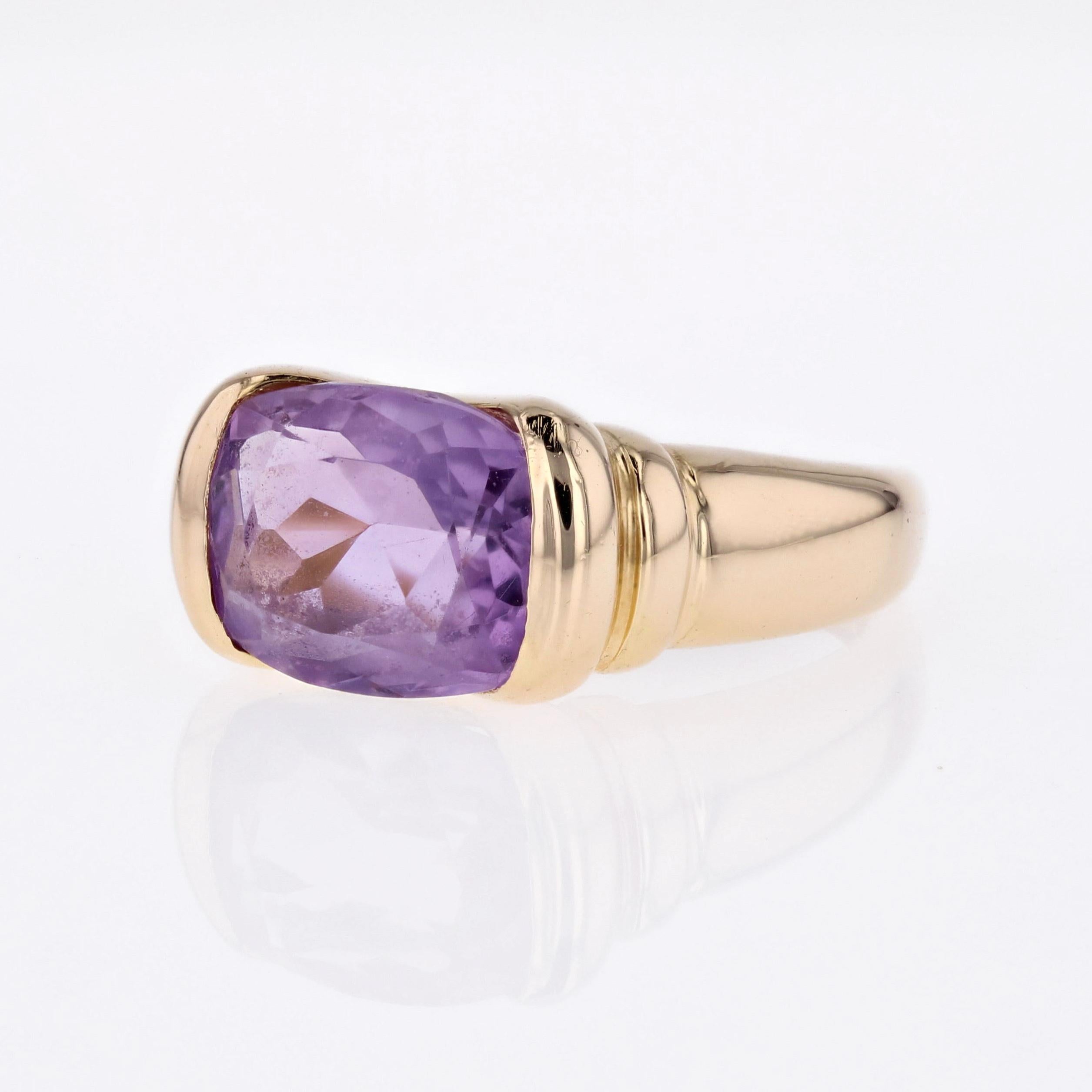 French 1980s Amethyst 18 Karat Yellow Gold Bangle Ring For Sale 4