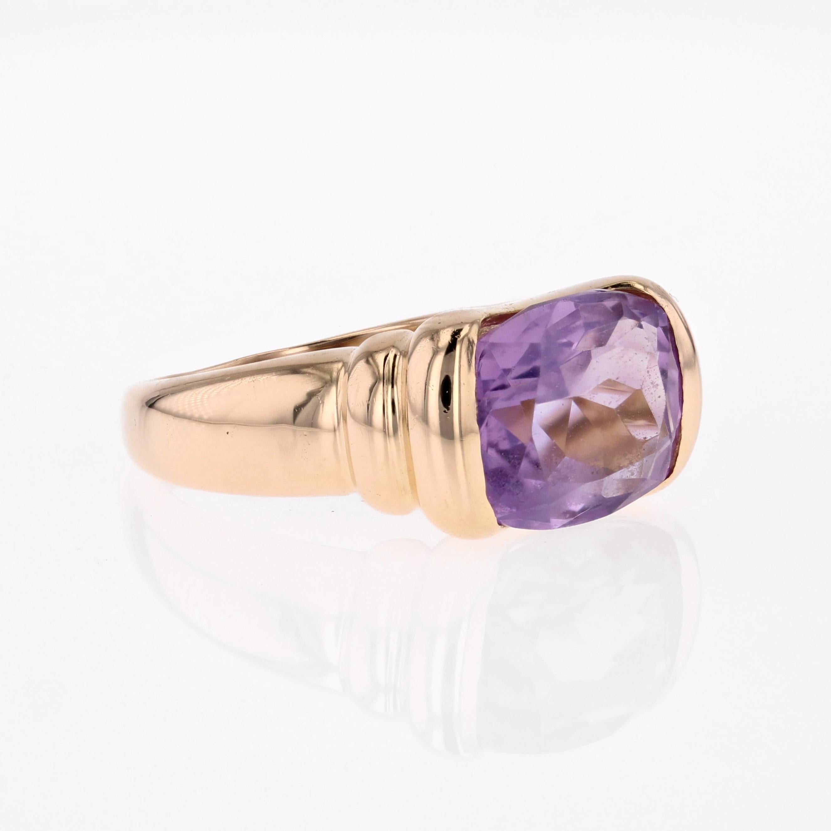 French 1980s Amethyst 18 Karat Yellow Gold Bangle Ring For Sale 6