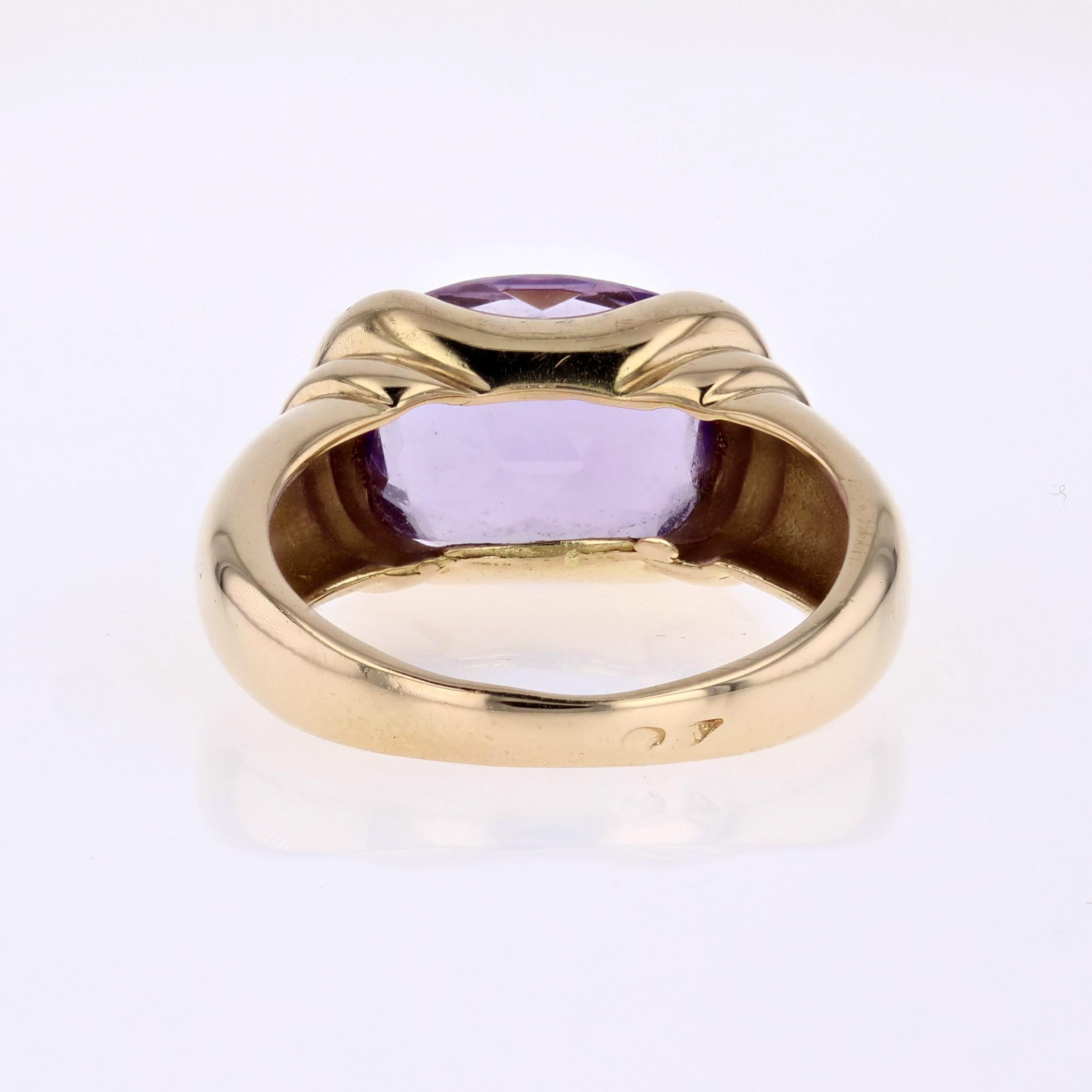 French 1980s Amethyst 18 Karat Yellow Gold Bangle Ring For Sale 12