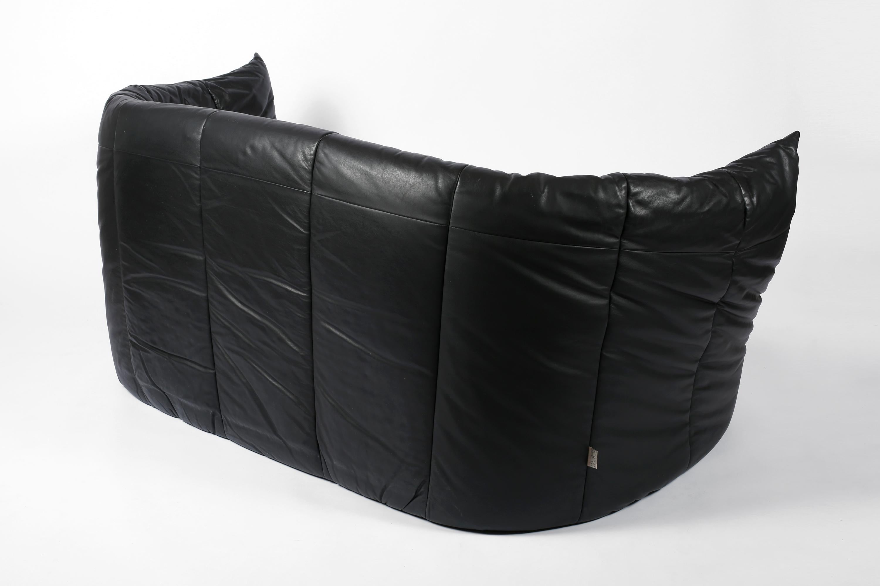 French 1980s Black Leather Brigantin Sofa by Michel Ducaroy for Lignet Roset For Sale 6