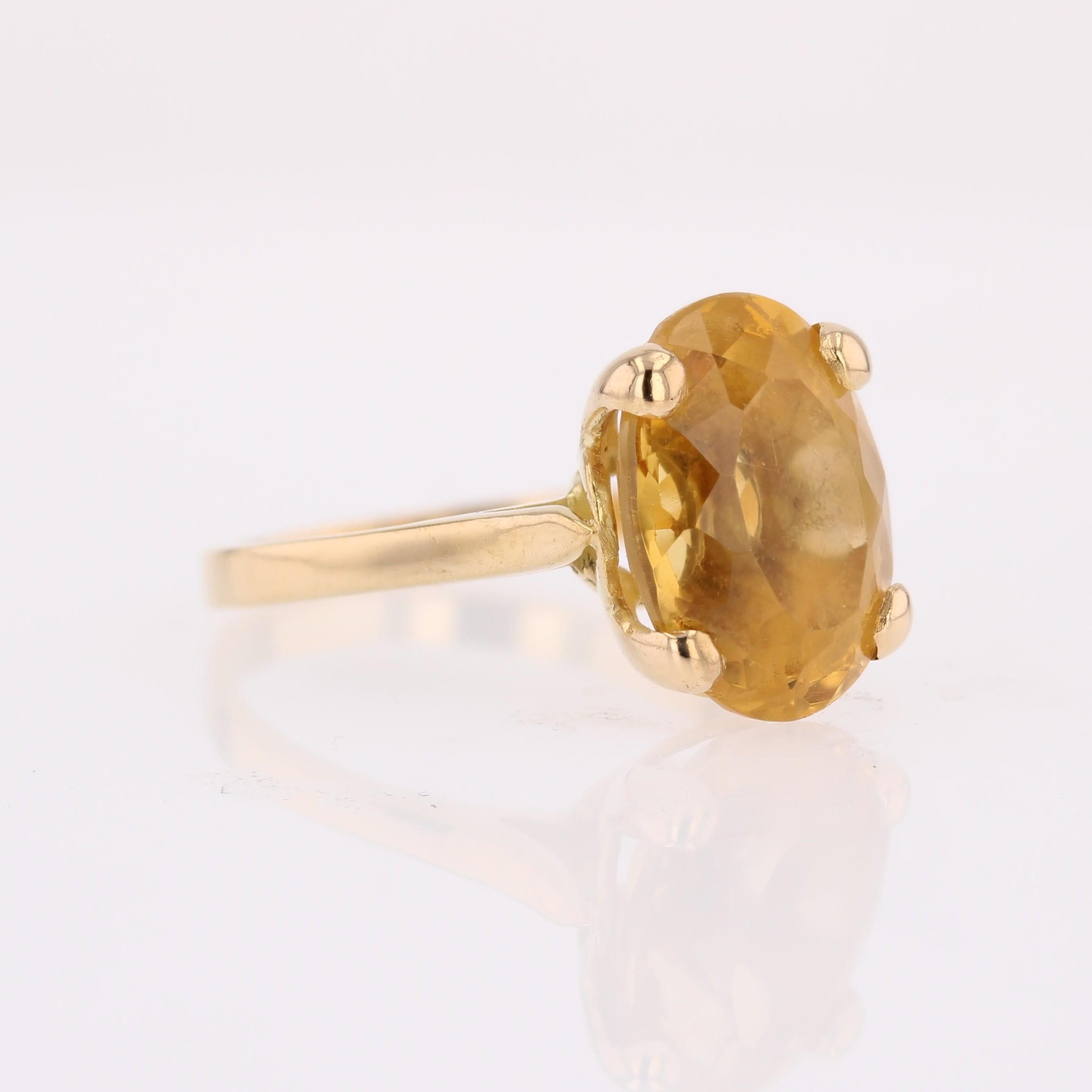 Anillo de cóctel francés de oro amarillo de 18 quilates con citrino de los años 80 en Bueno estado para la venta en Poitiers, FR