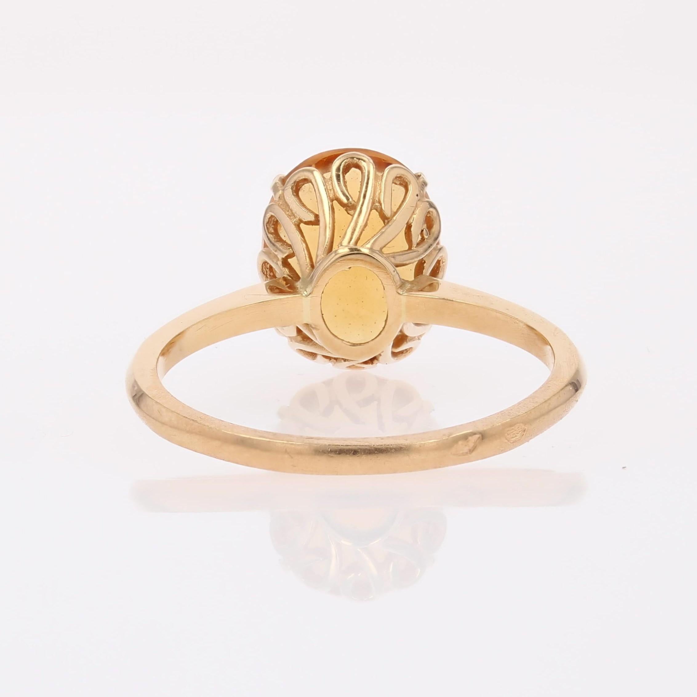 Anello cocktail francese anni '80 con citrino in oro giallo 18 carati in vendita 1