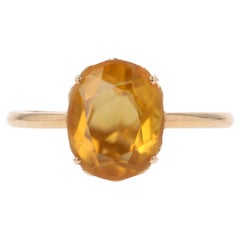 Anello cocktail francese anni '80 con citrino in oro giallo 18 carati