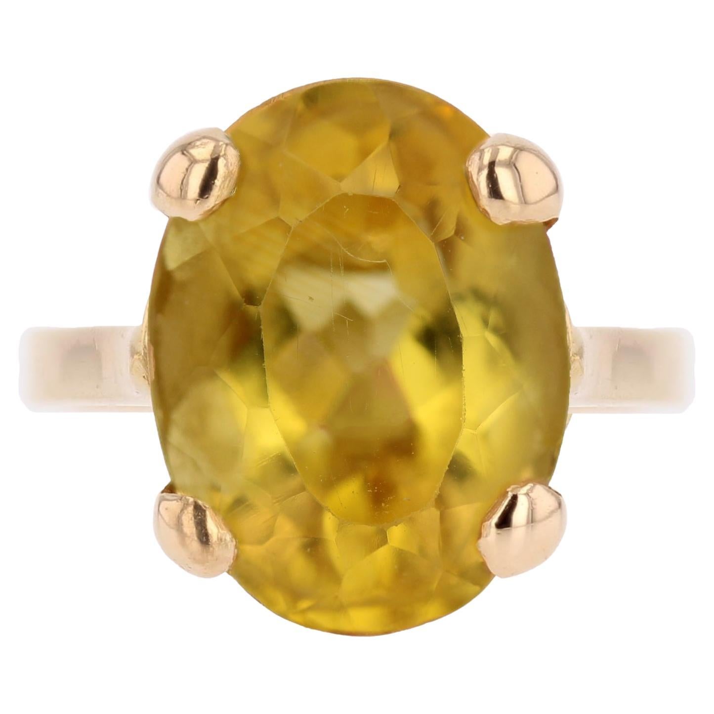 Bague cocktail française des années 1980 en or jaune 18 carats et citrine