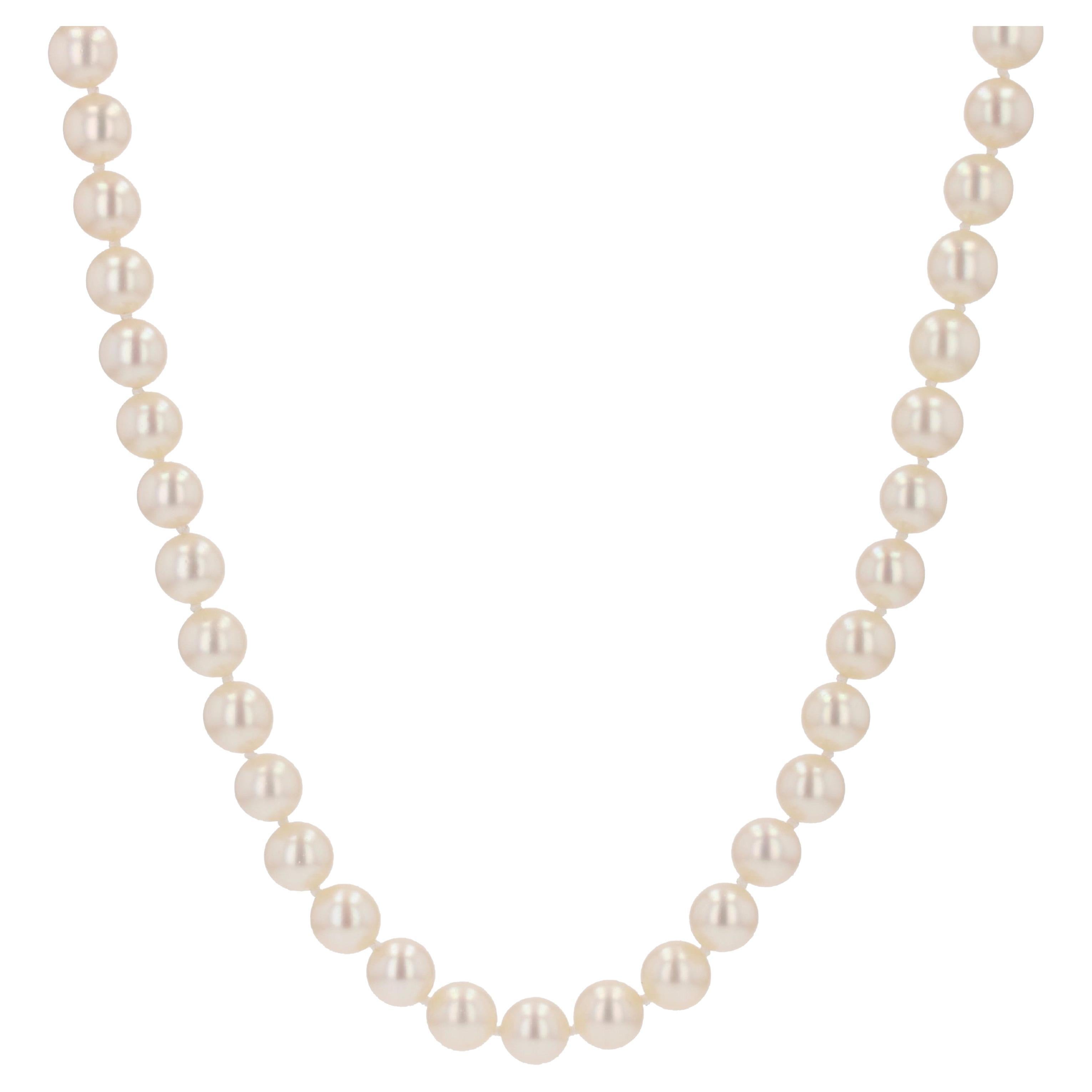 Collana girocollo in oro giallo 18 carati con perle coltivate francesi degli anni '80 e diamanti