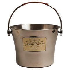 Vintage French 1980s Laurent Perrier Leather Handle Champagne Bucket