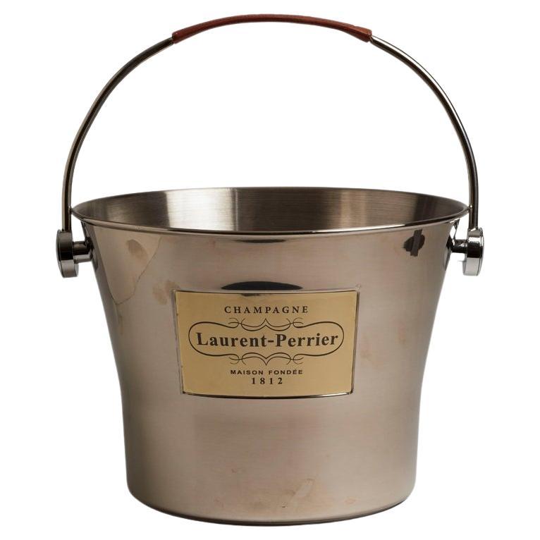 French 1980s Laurent Perrier Leather Handle Champagne Bucket For Sale