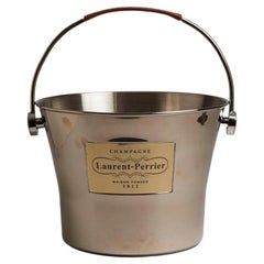 Retro French 1980s Laurent Perrier Leather Handle Champagne Bucket