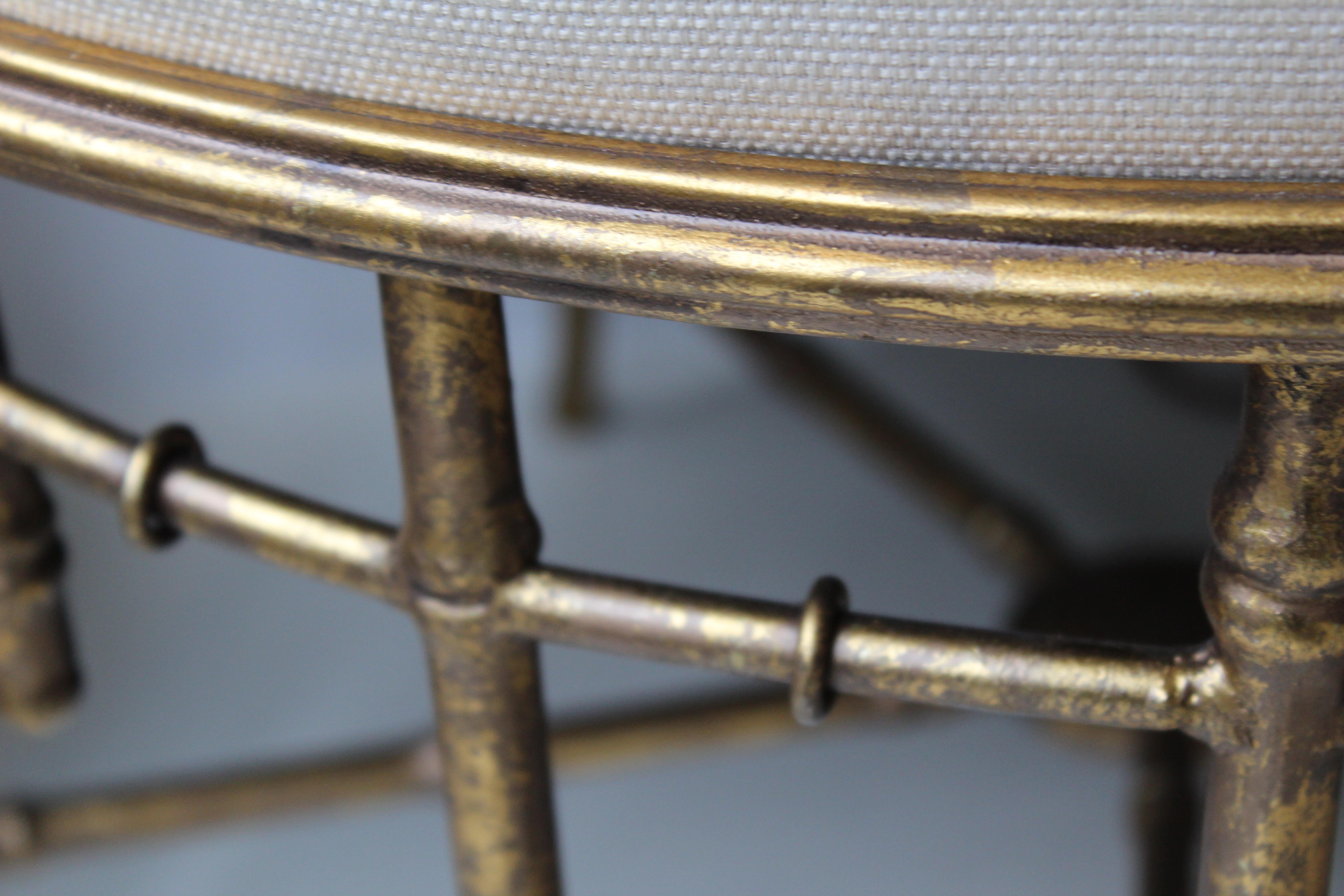 French 1980s Louis Philippe Style Faux Bamboo Stool In Good Condition For Sale In London, GB