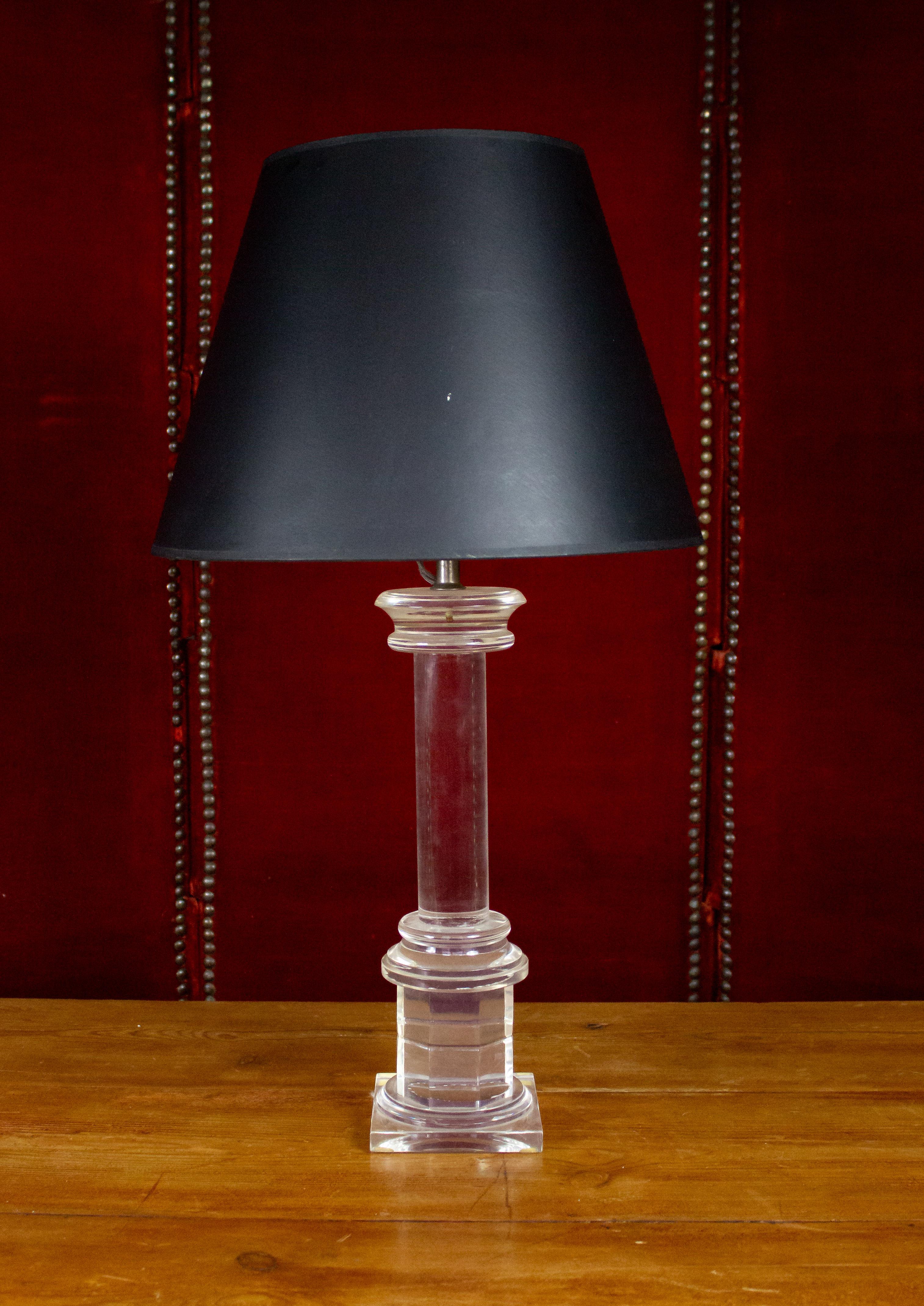French 1980's Lucite Table Lamp 4