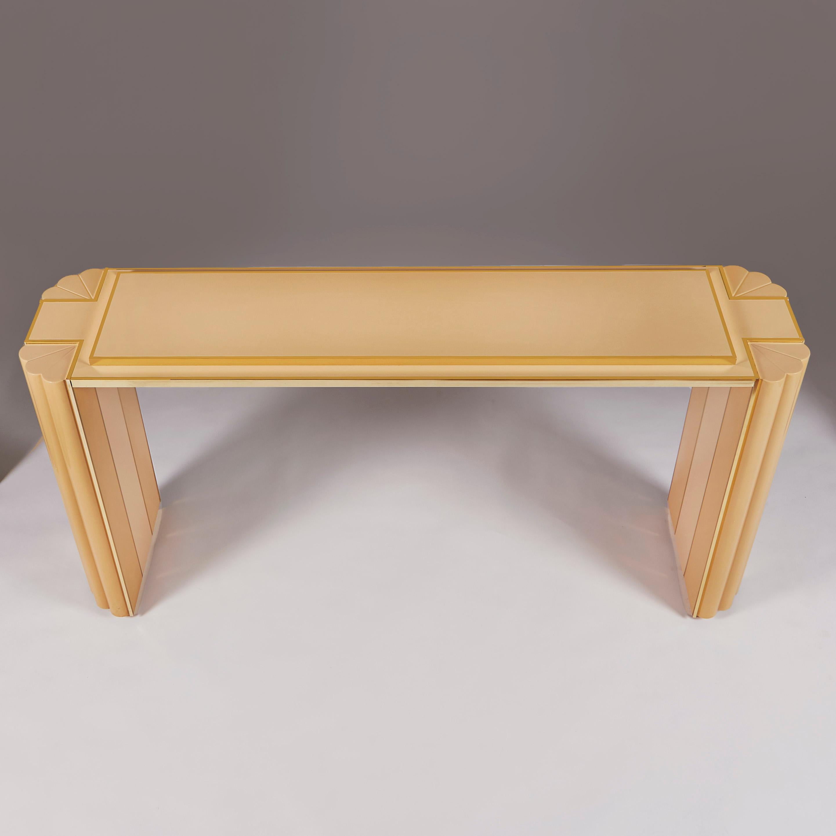 Brass French 1980s Maison Jansen Console Table Designed by Alain Delon For Sale