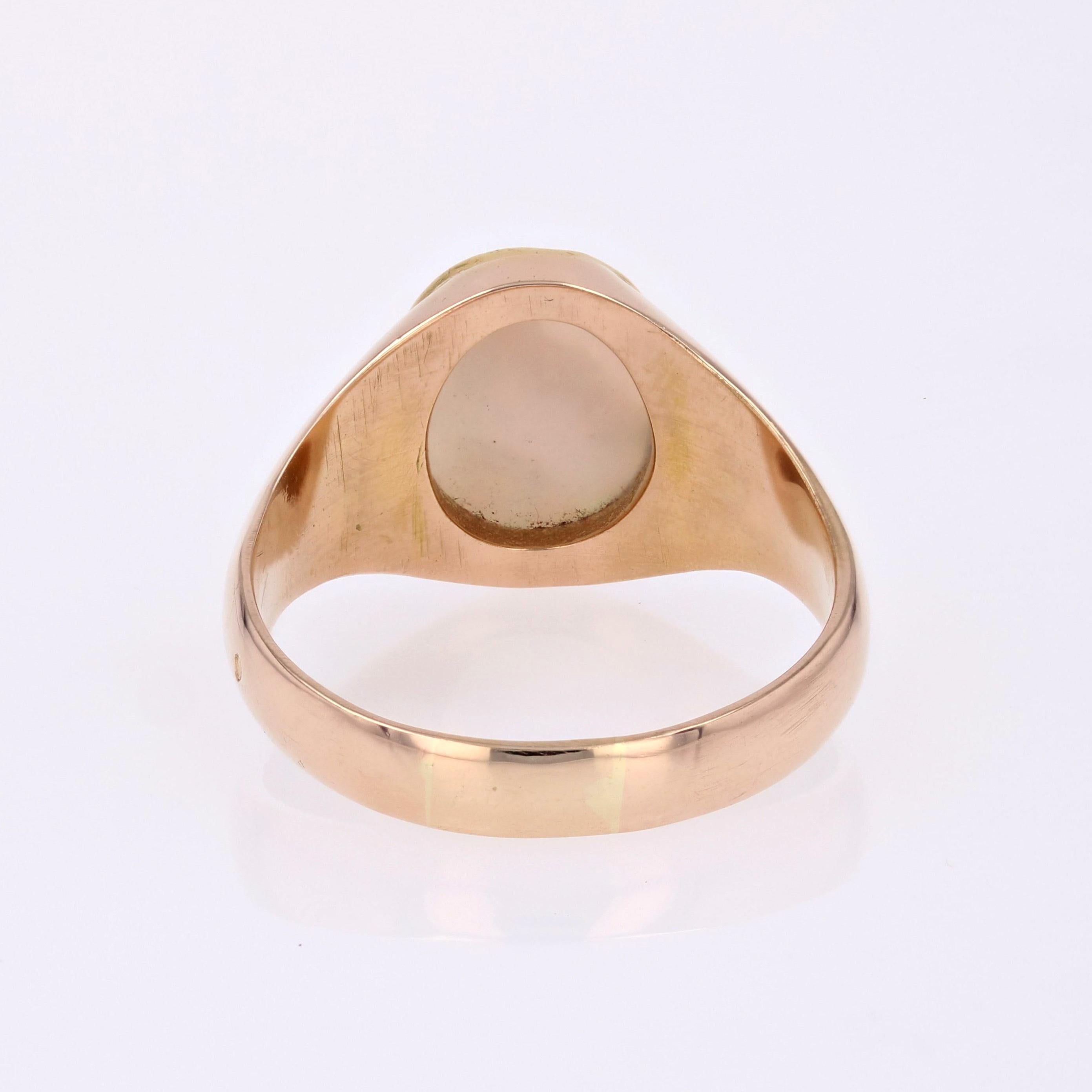 French 1980s Opal 18 Karat Rose Gold Retro Bangle Ring For Sale 10
