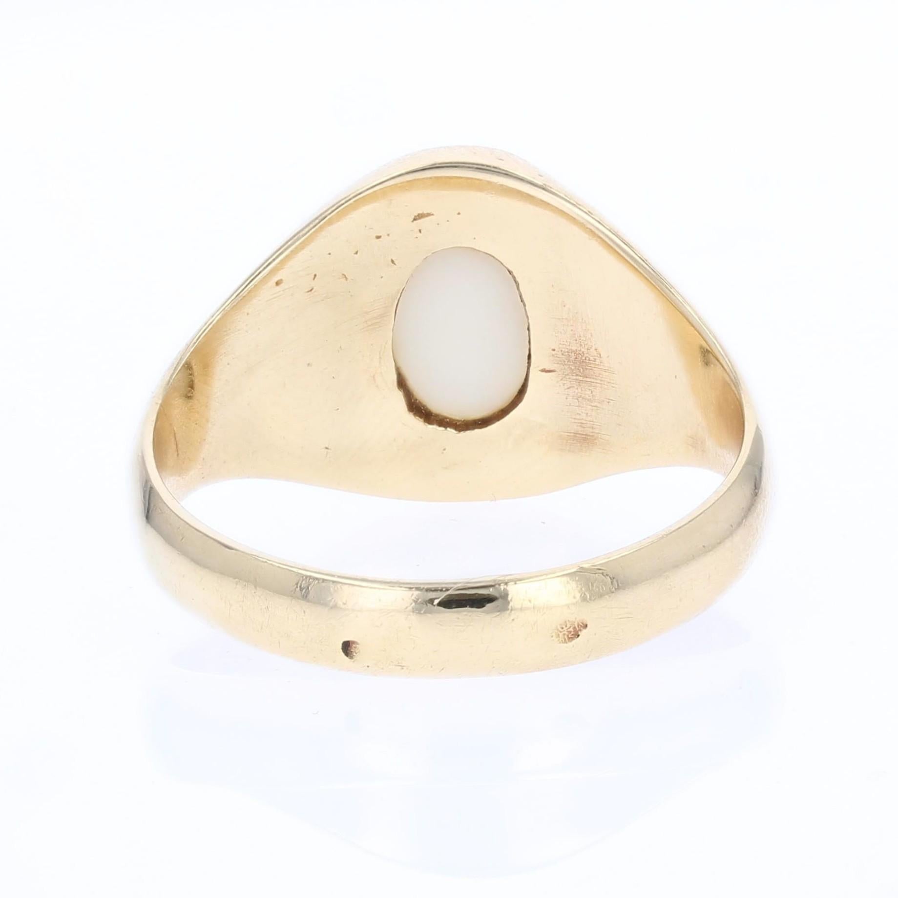 Anello francese anni '80 con opale in oro giallo 18 carati, con braccialetto retrò in vendita 9