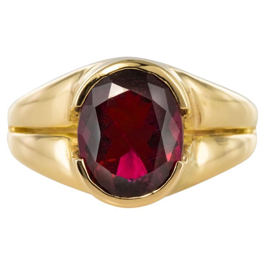 Bague en or jaune 18 carats avec tourmaline rubellite des années 1980