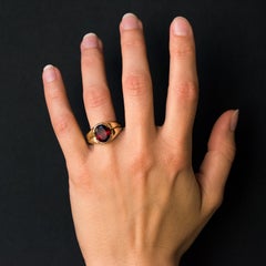 French 1980s Rubellite Tourmaline 18 Karat Yellow Gold Ring