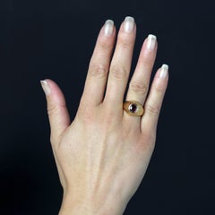 French 1980s Ruby 18 Karat Yellow Gold Bangle Ring