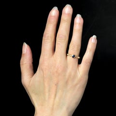 French 1980s Sapphire Diamonds 18 Karat Yellow Gold Fine Ring