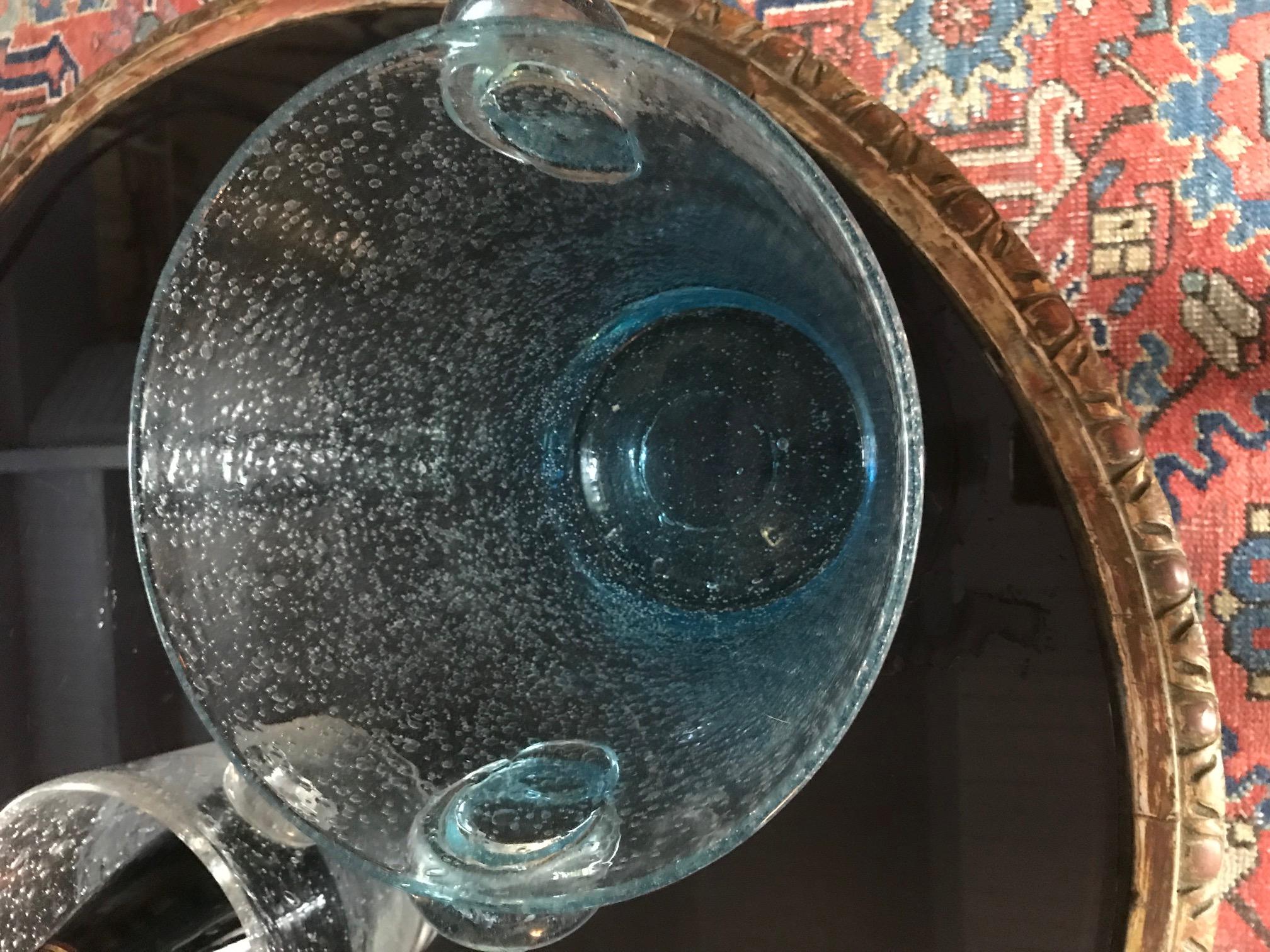 French 1980s Tall Blue Bubble Vase/ Champagne Bucket 6
