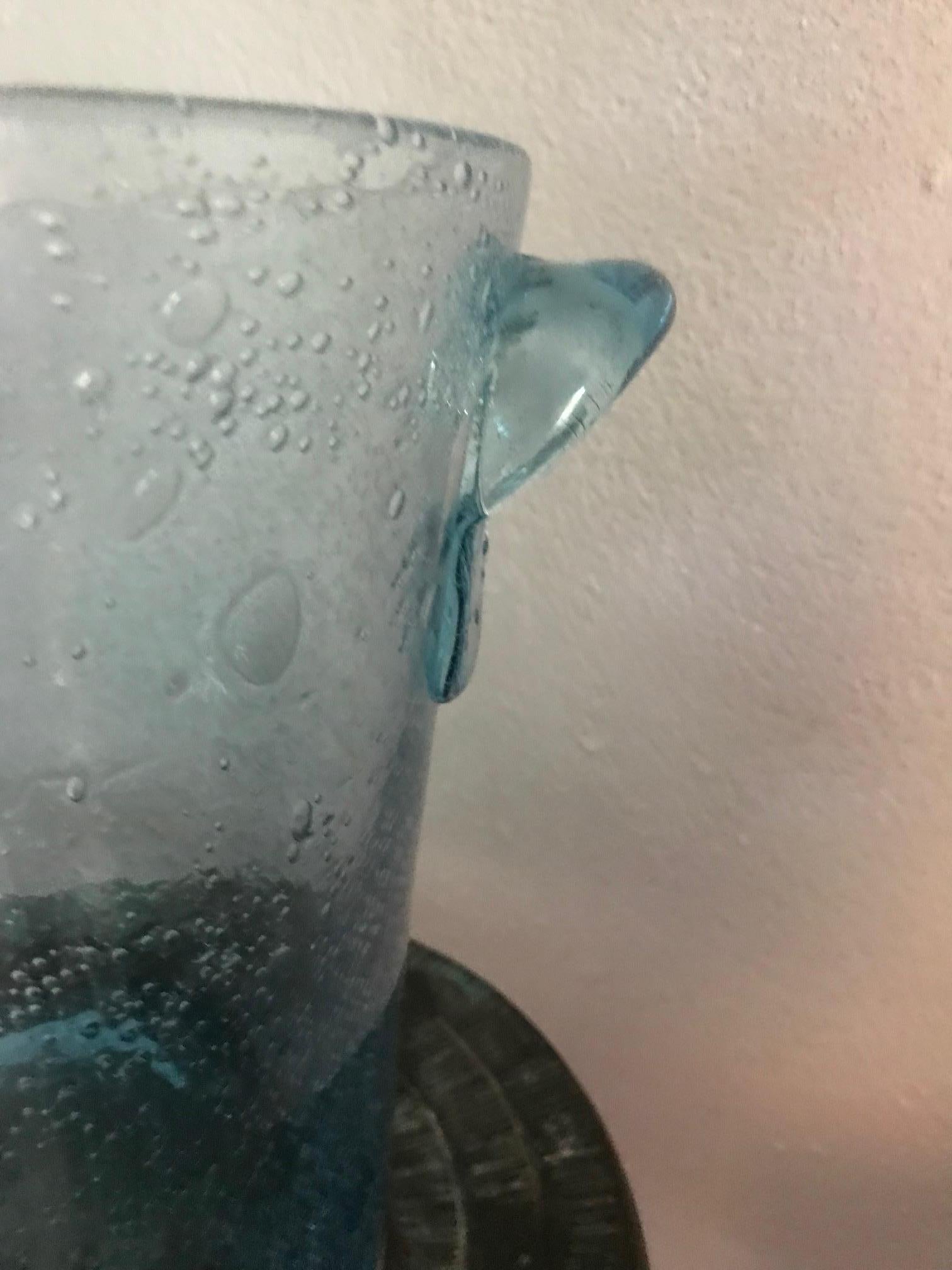 20th Century French 1980s Tall Blue Bubble Vase/ Champagne Bucket