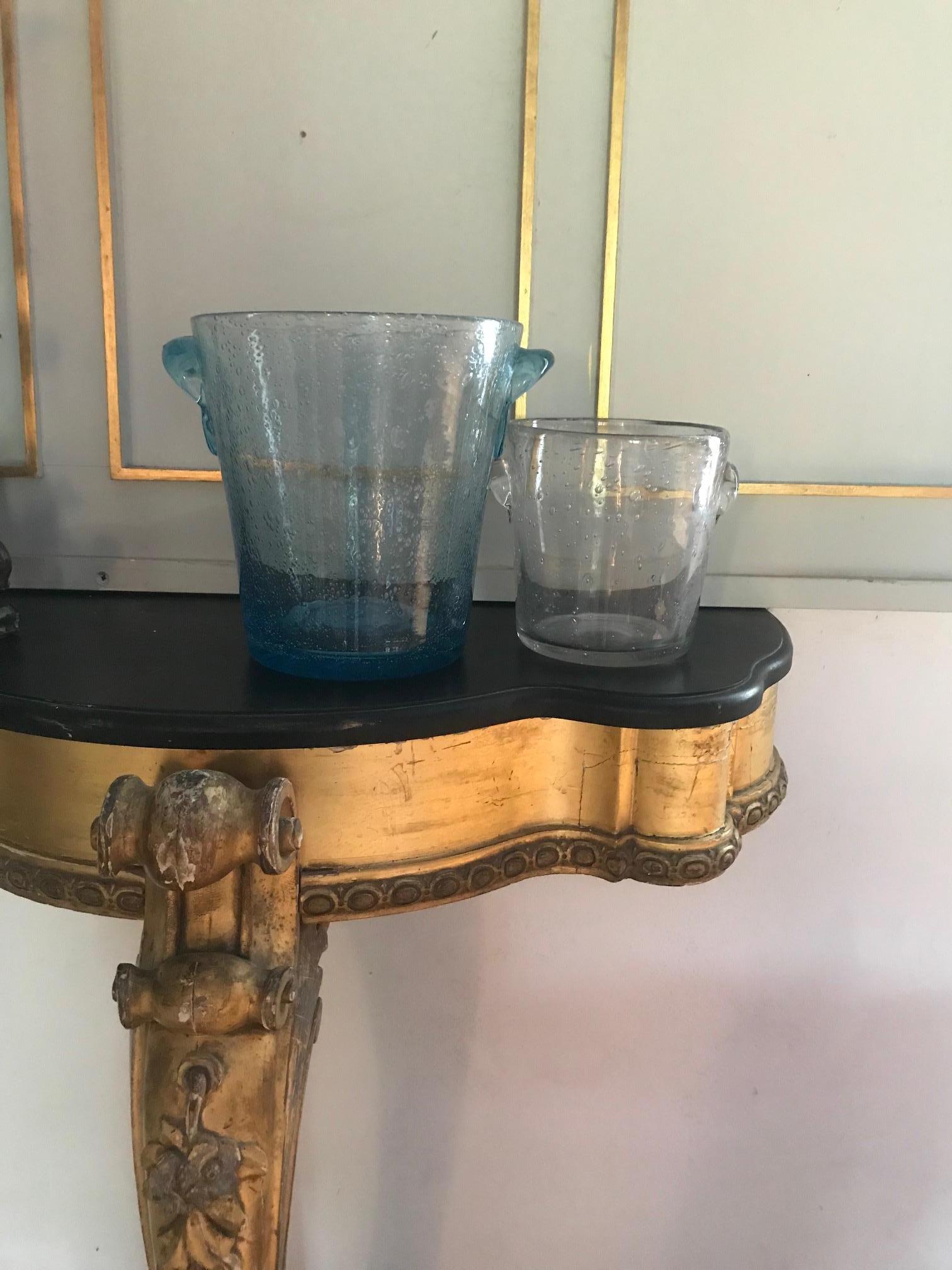 French 1980s Tall Blue Bubble Vase/ Champagne Bucket 2