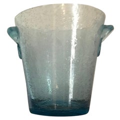 French 1980s Tall Blue Bubble Vase/ Champagne Bucket