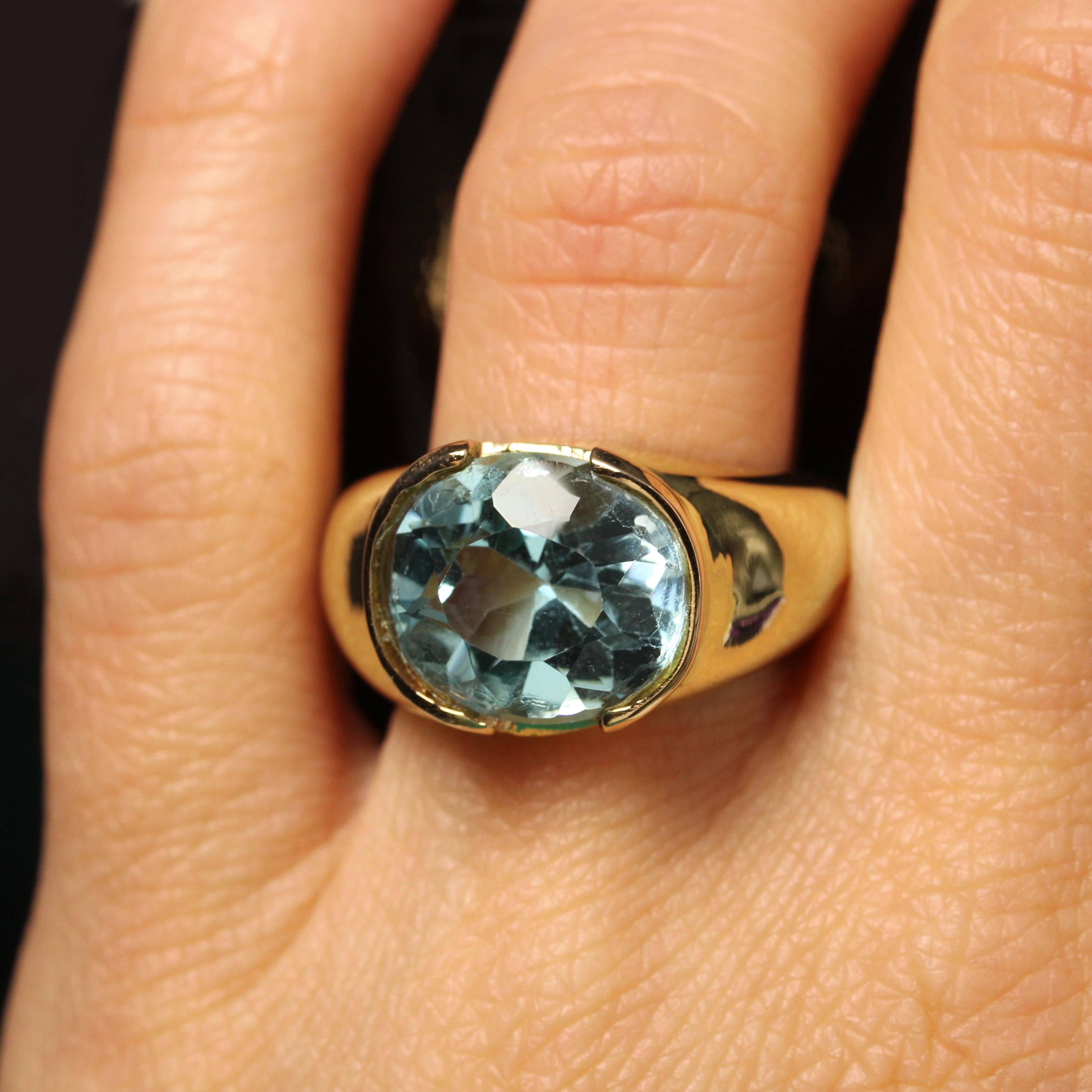 Anello a bracciale in oro giallo 18 carati con topazio francese degli anni '80 in vendita 9