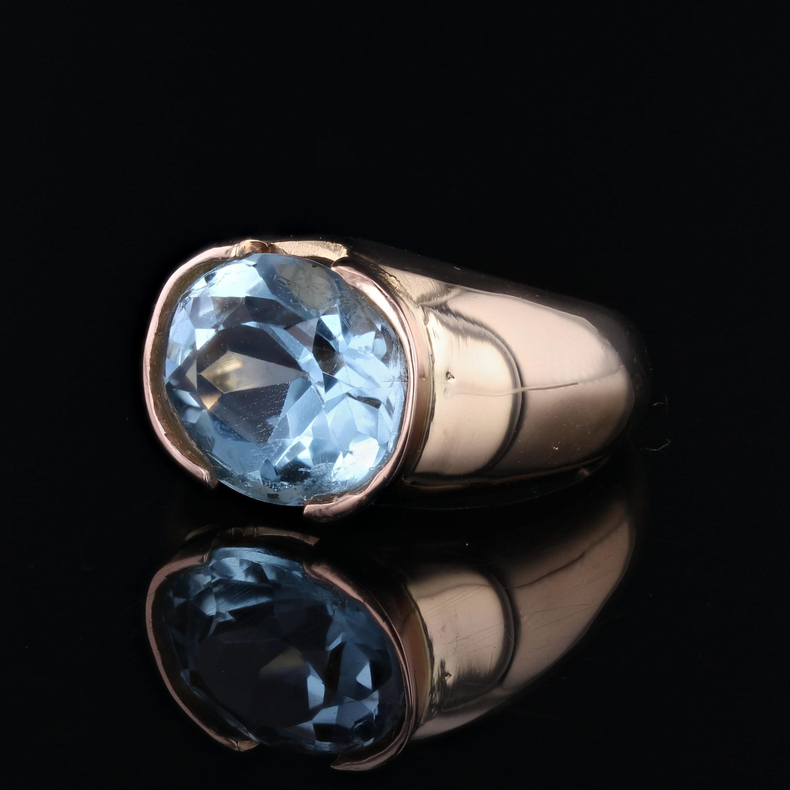 Anello a bracciale in oro giallo 18 carati con topazio francese degli anni '80 in vendita 1