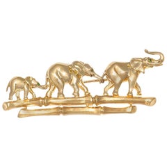 Vintage French 1990s Cartier 18 Karat Gold Elephant Brooch