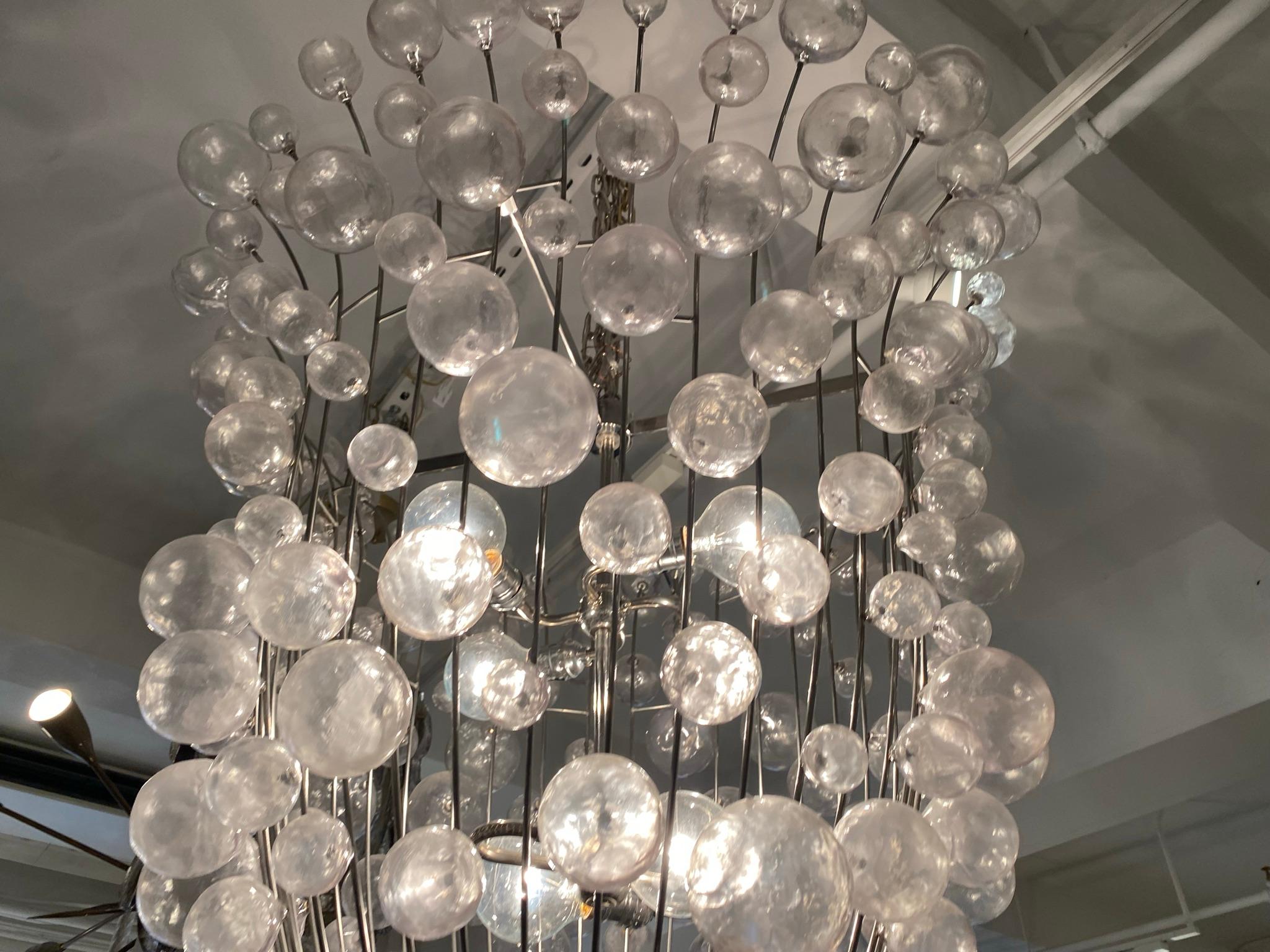 French 1990s Custom Large Bubble Chandelier In Good Condition For Sale In New York, NY