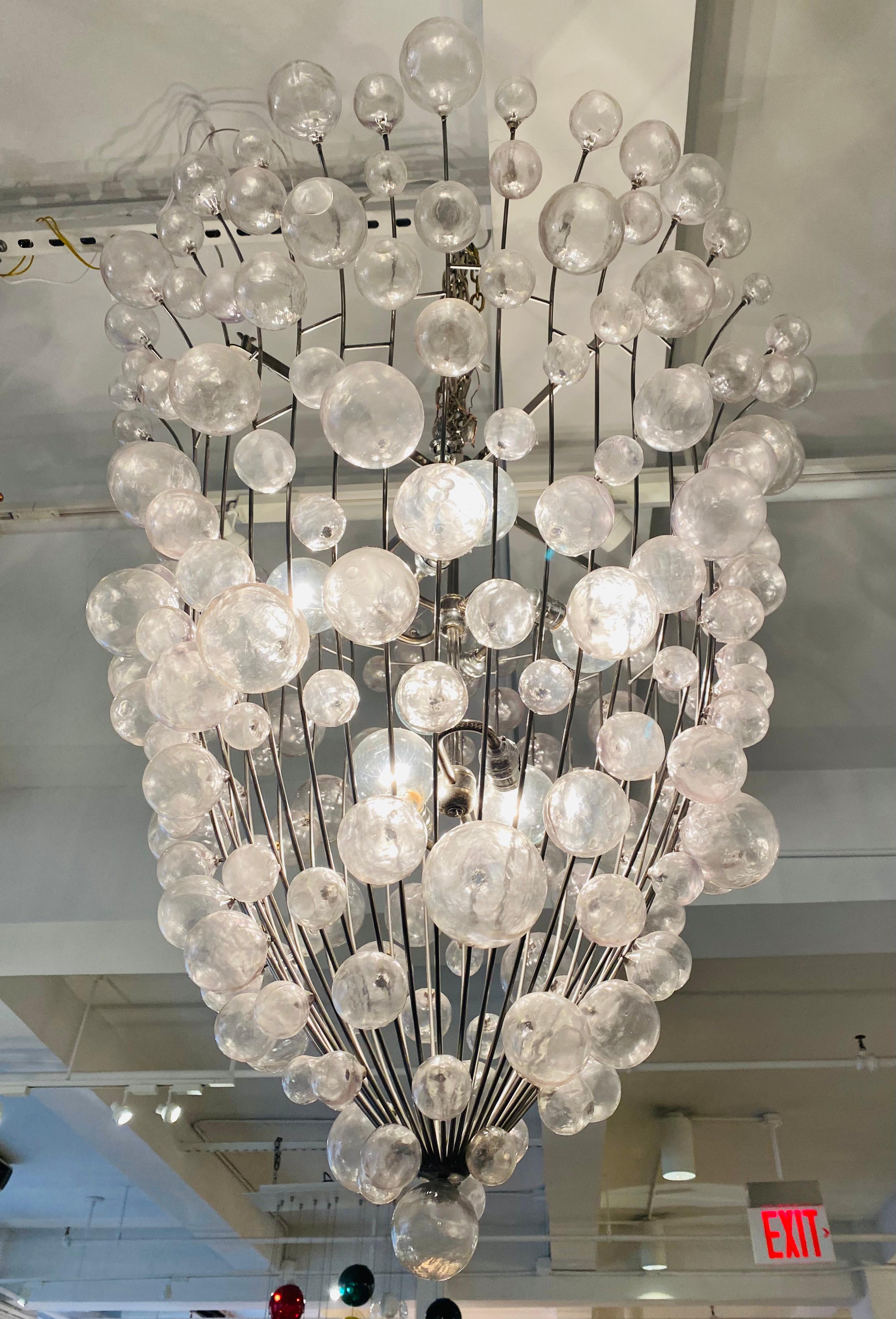 Late 20th Century French 1990s Custom Large Bubble Chandelier For Sale