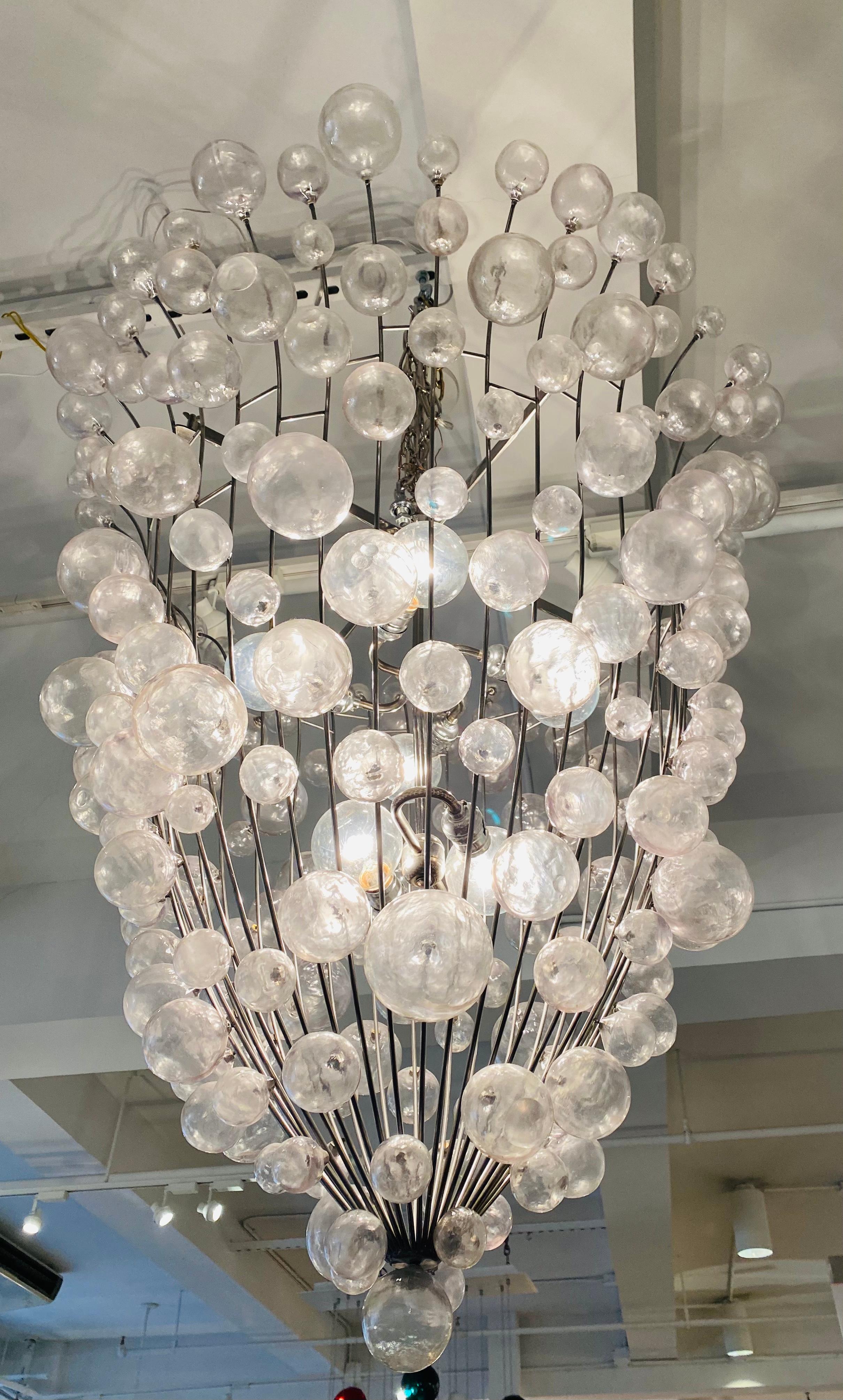 Steel French 1990s Custom Large Bubble Chandelier For Sale
