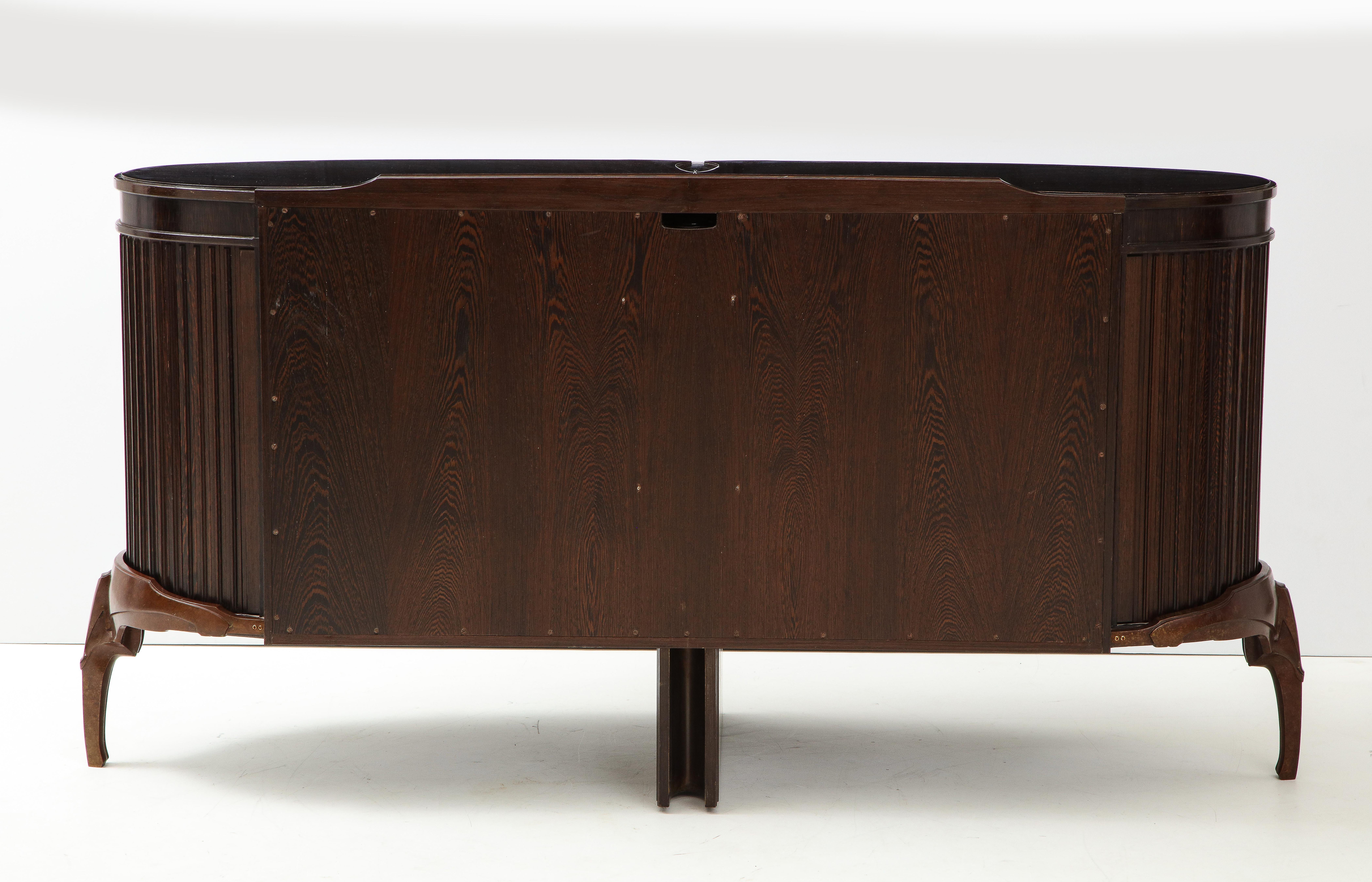 French 1990s Post Modern Mahogany Bronze Sideboard For Sale 8