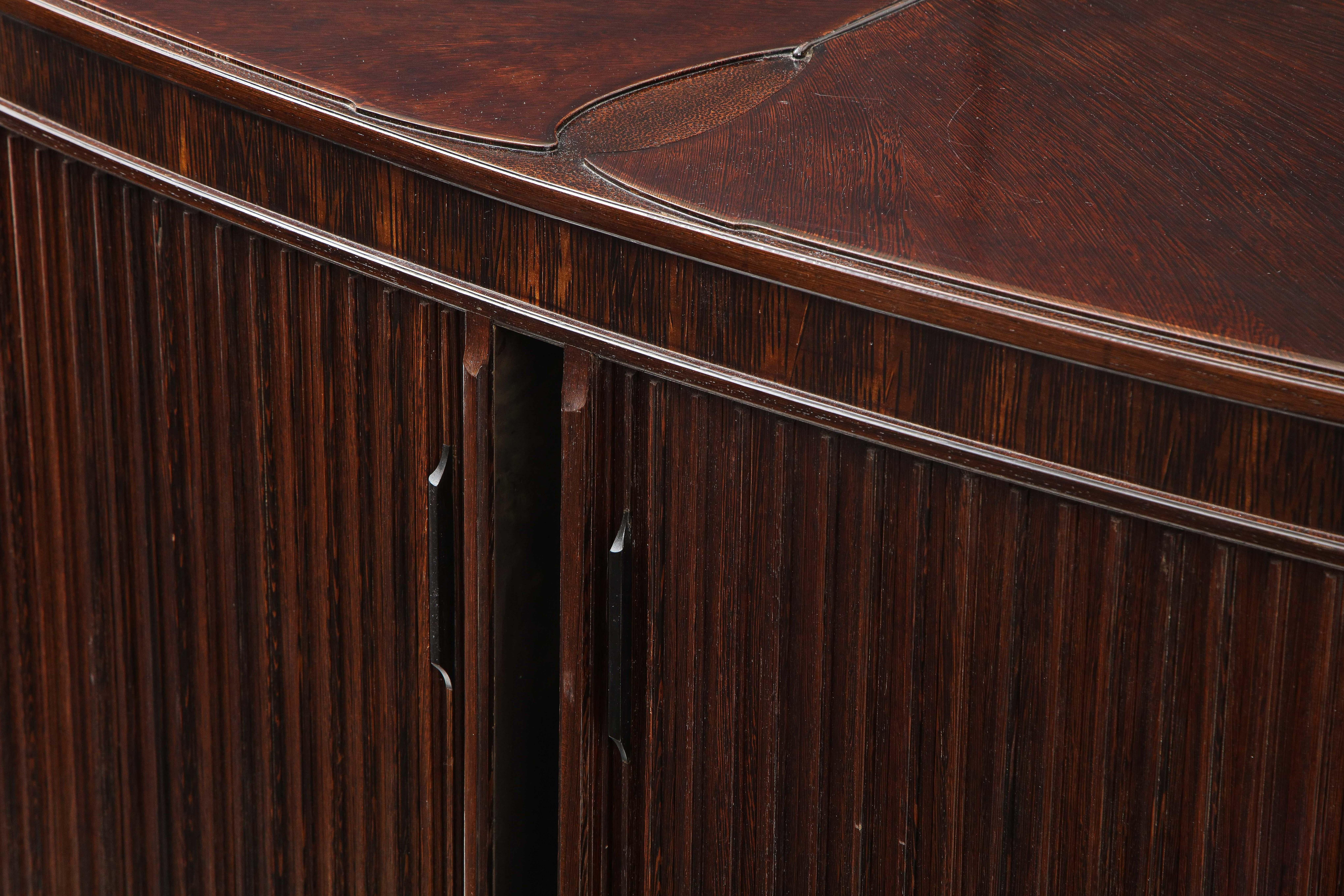 French 1990s Post Modern Mahogany Bronze Sideboard For Sale 4