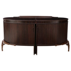 French 1990s Post Modern Mahogany Bronze Sideboard