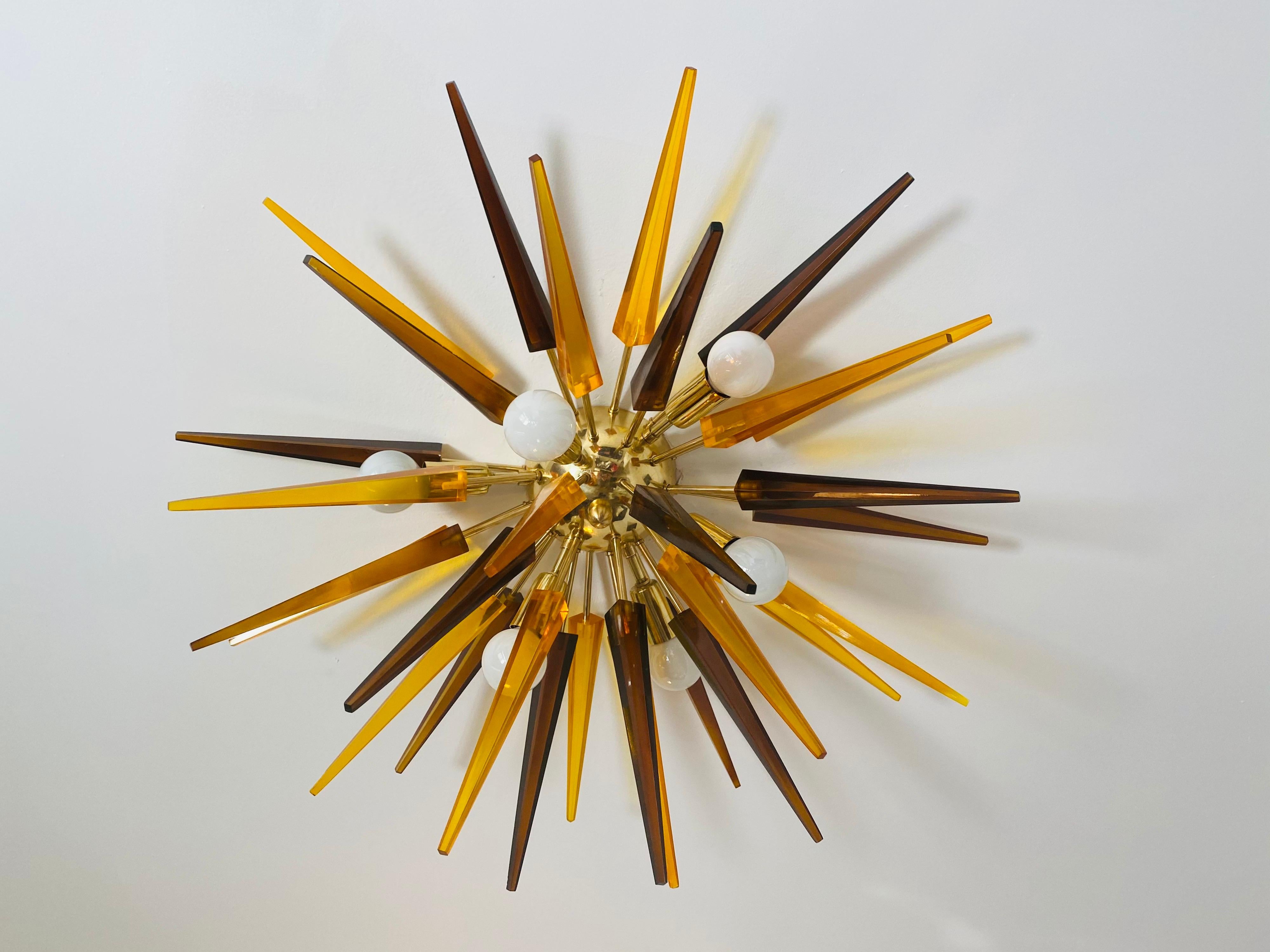 French 1990s Sunburst Flush Light For Sale 5