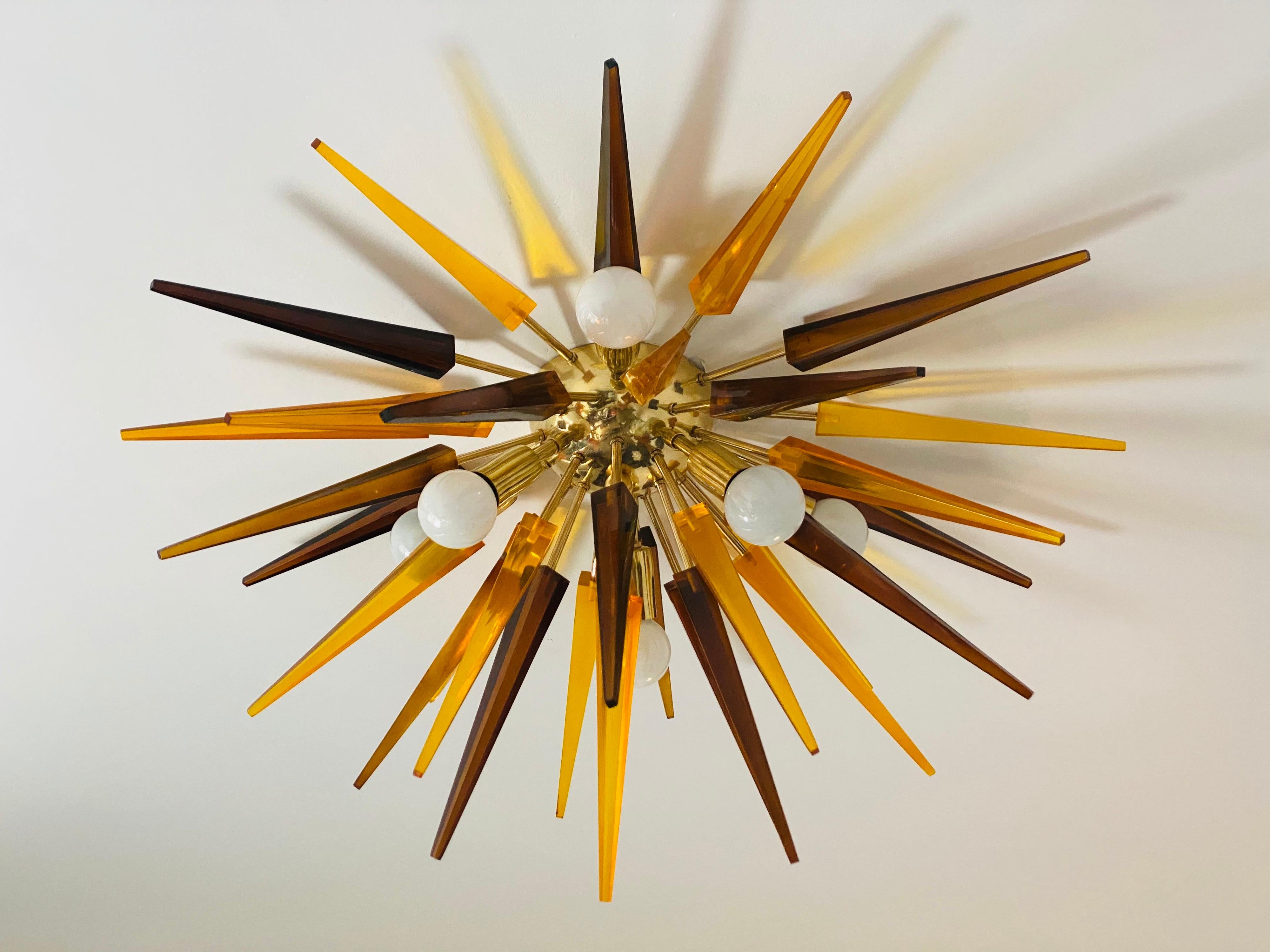 French 1990s Sunburst Flush Light For Sale 6