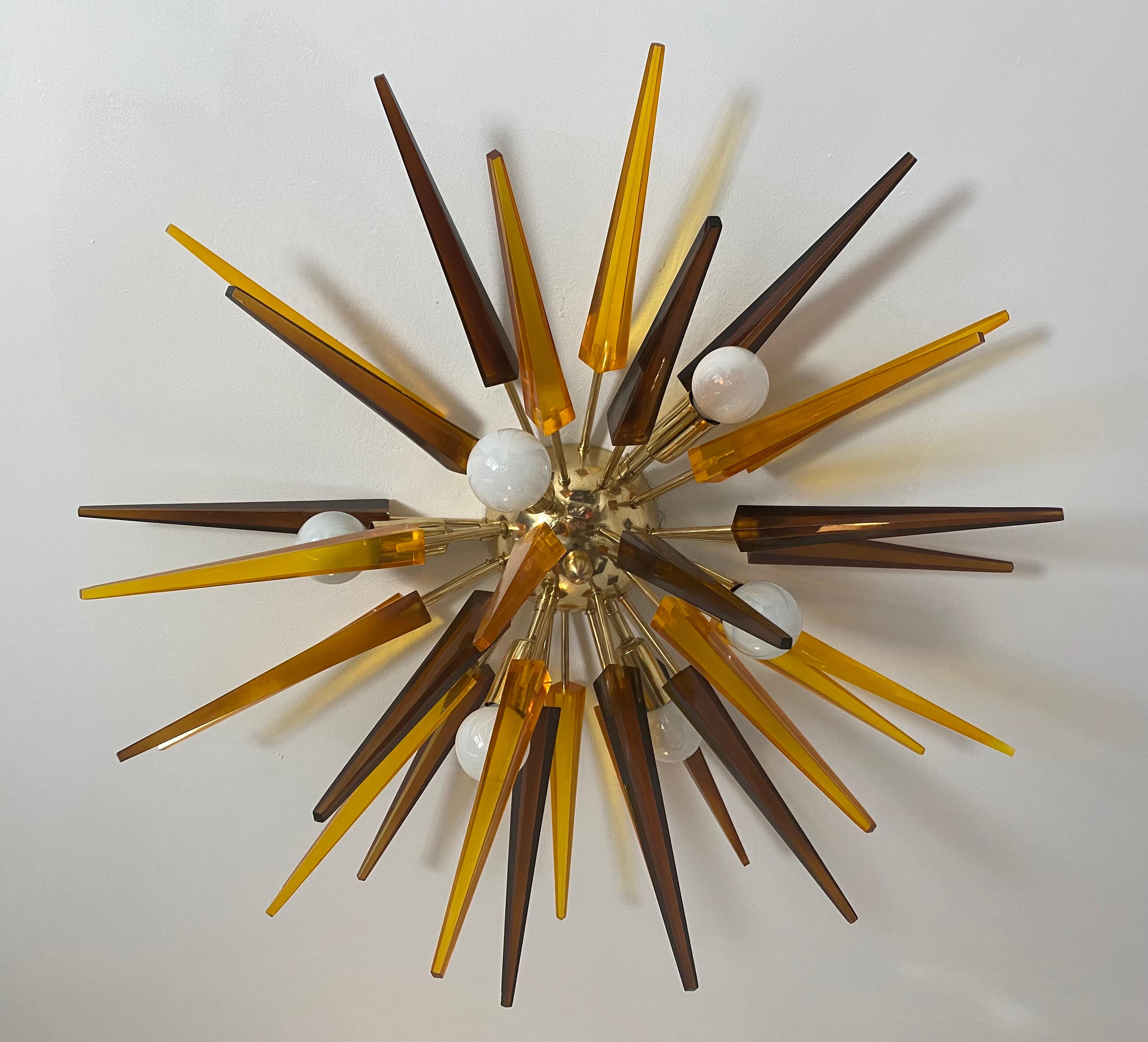 French 1990s Sunburst Flush Light For Sale 2