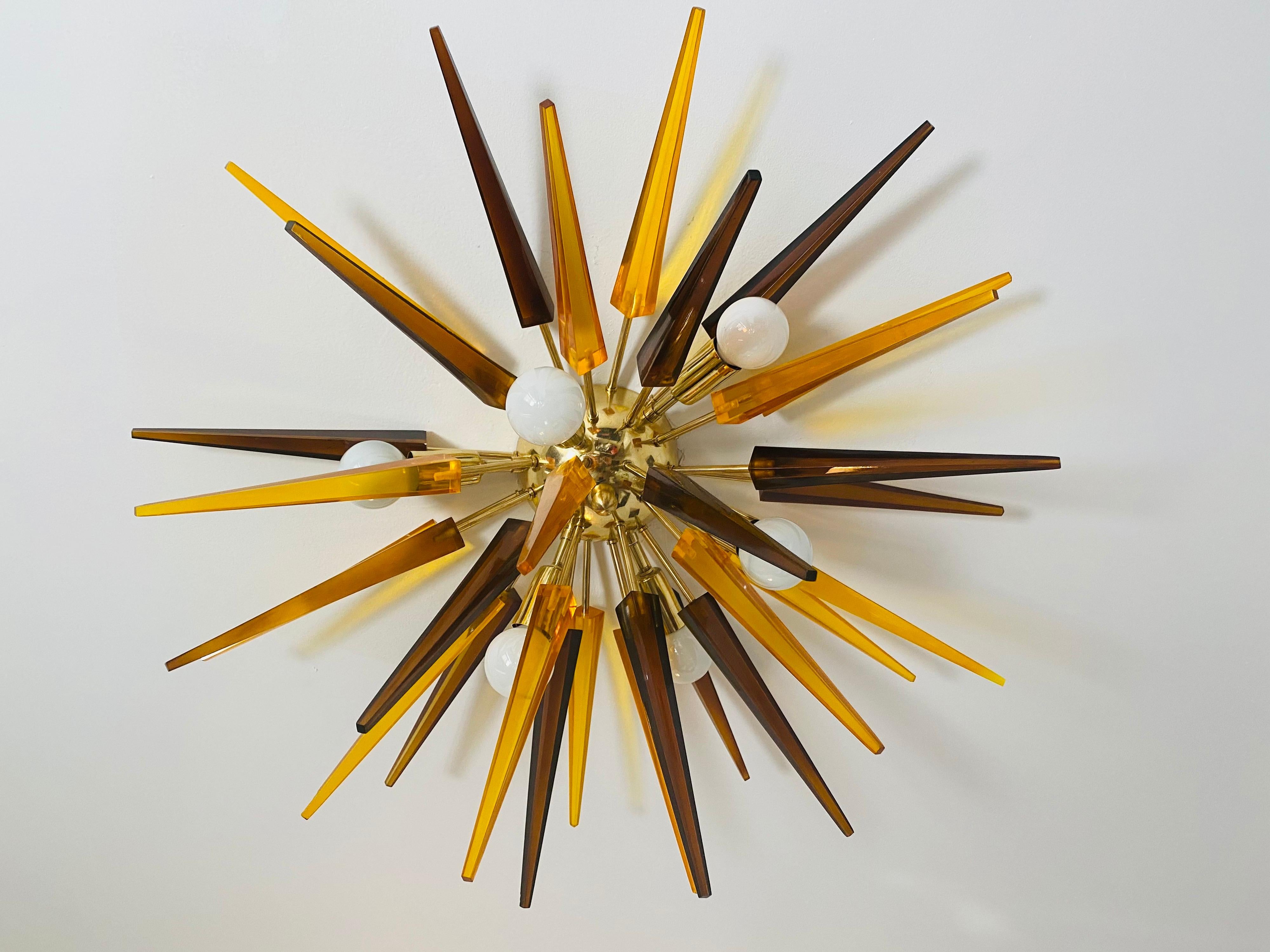 French 1990s Sunburst Flush Light For Sale 3