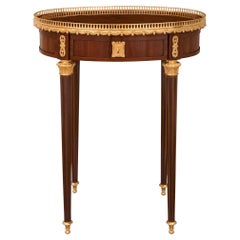 French 19h Century Louis XVI St. Mahogany and Ormolu Side Table Signed Krieger