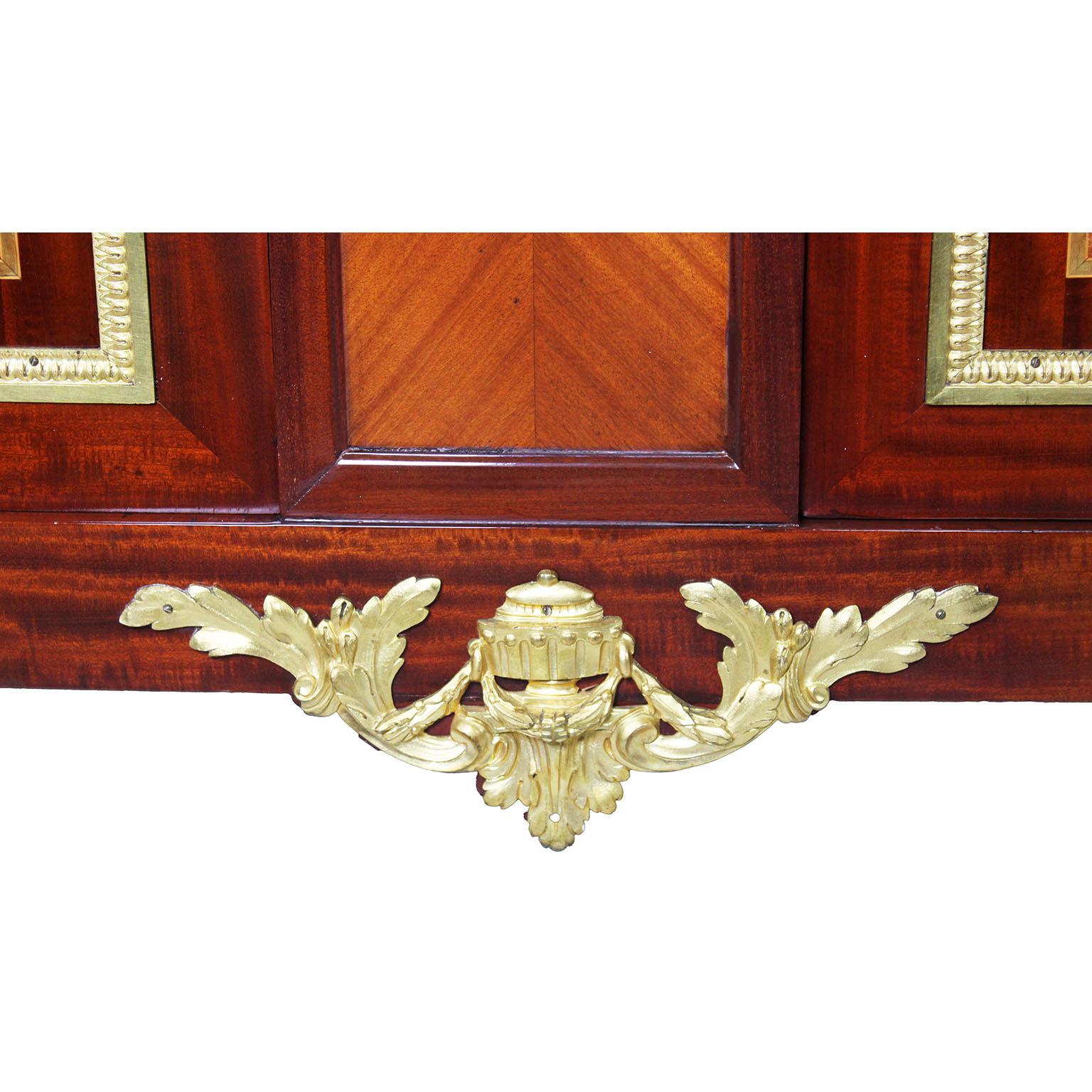 French 19th-20th C. Louis XV Style Mahogany Ormolu Mounted Buffet Server Cabinet For Sale 7