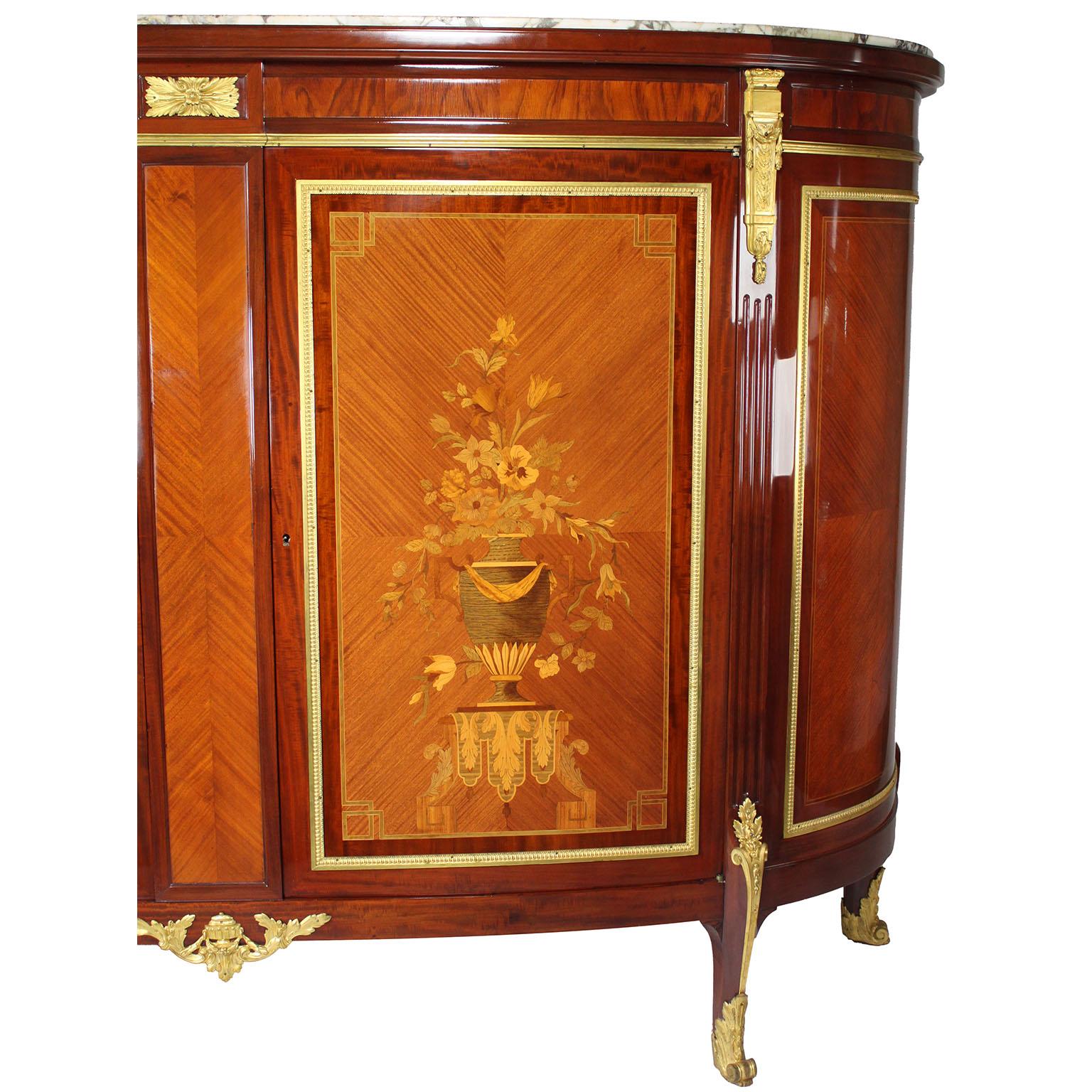 French 19th-20th C. Louis XV Style Mahogany Ormolu Mounted Buffet Server Cabinet In Good Condition For Sale In Los Angeles, CA