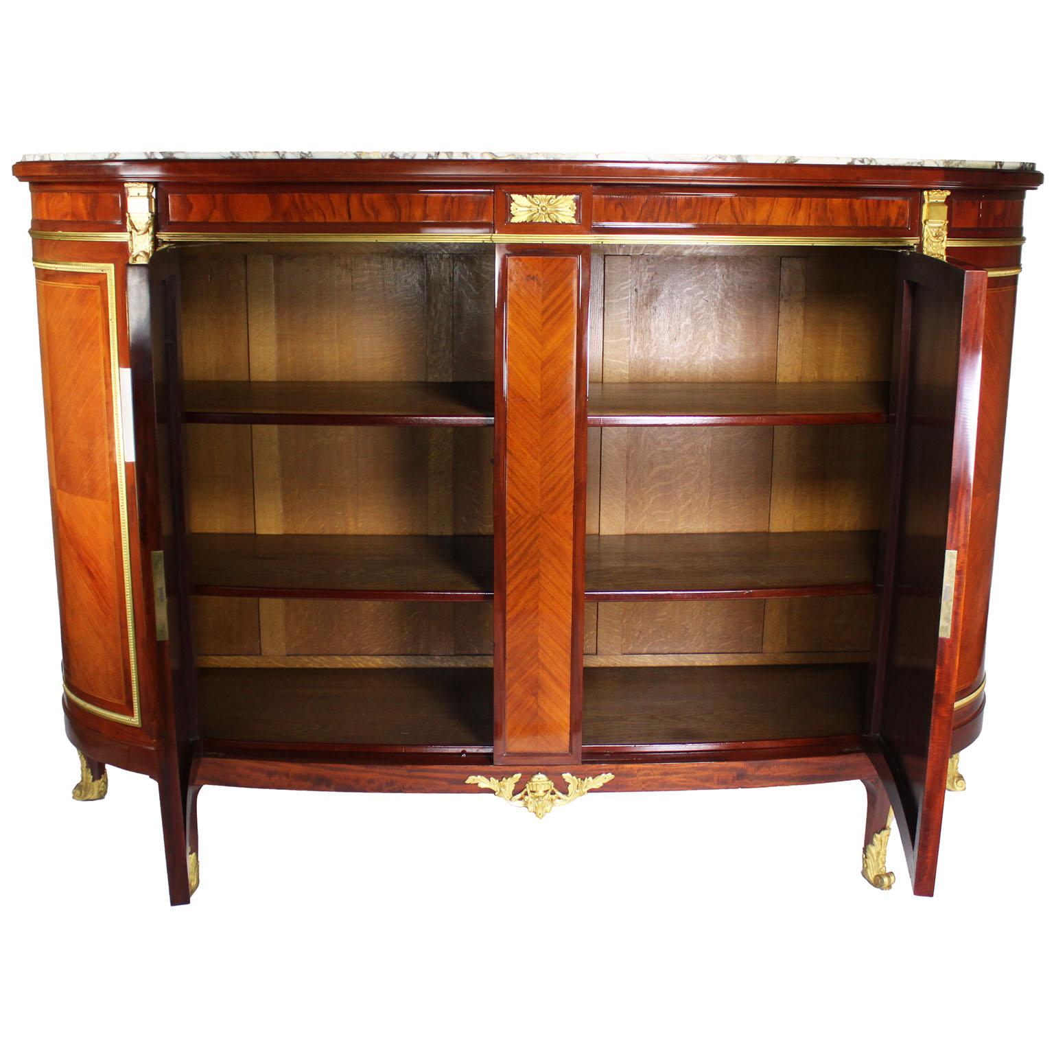 French 19th-20th C. Louis XV Style Mahogany Ormolu Mounted Buffet Server Cabinet For Sale 1